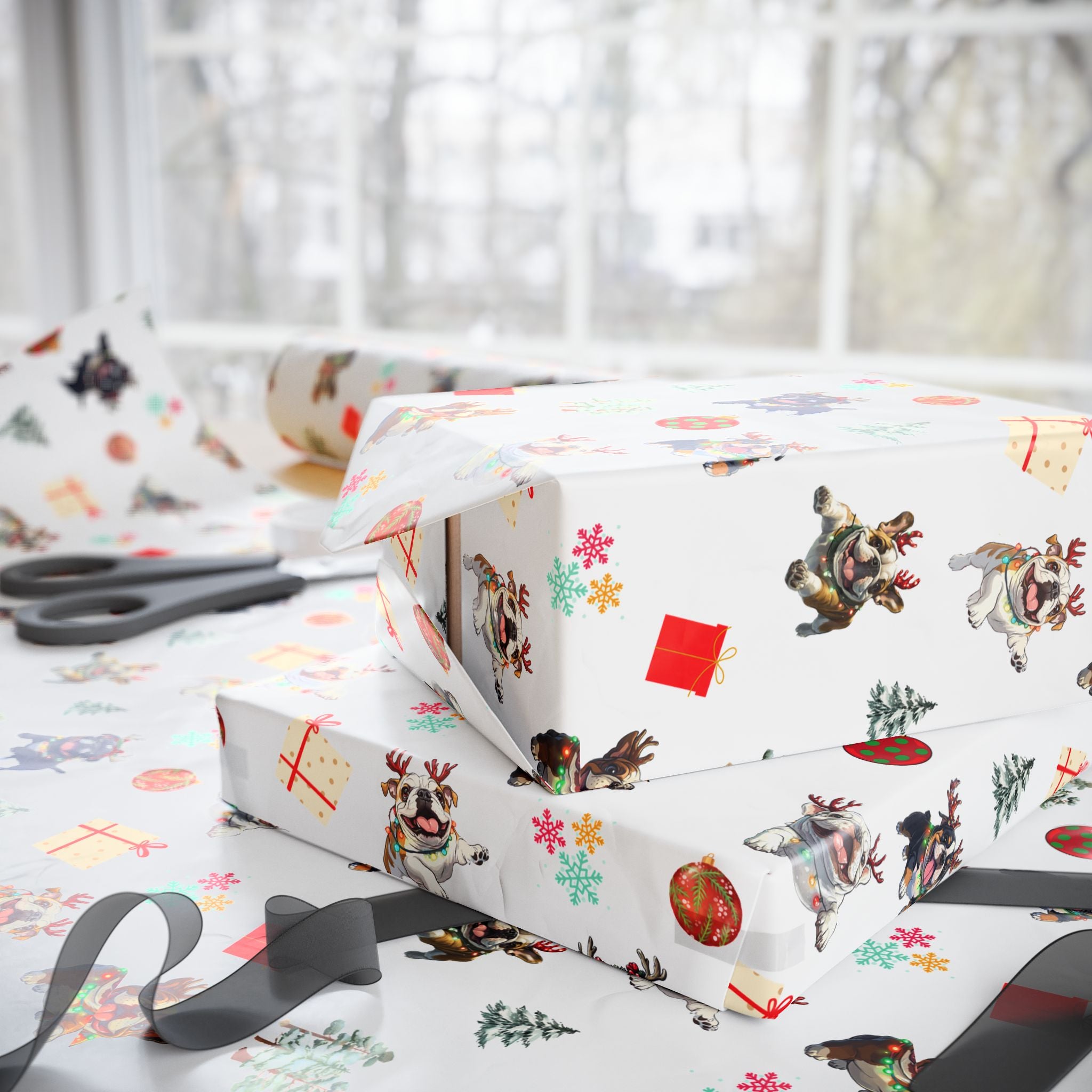 "Santa’s Tipsy Crew" Christmas Wrapping Paper (English)