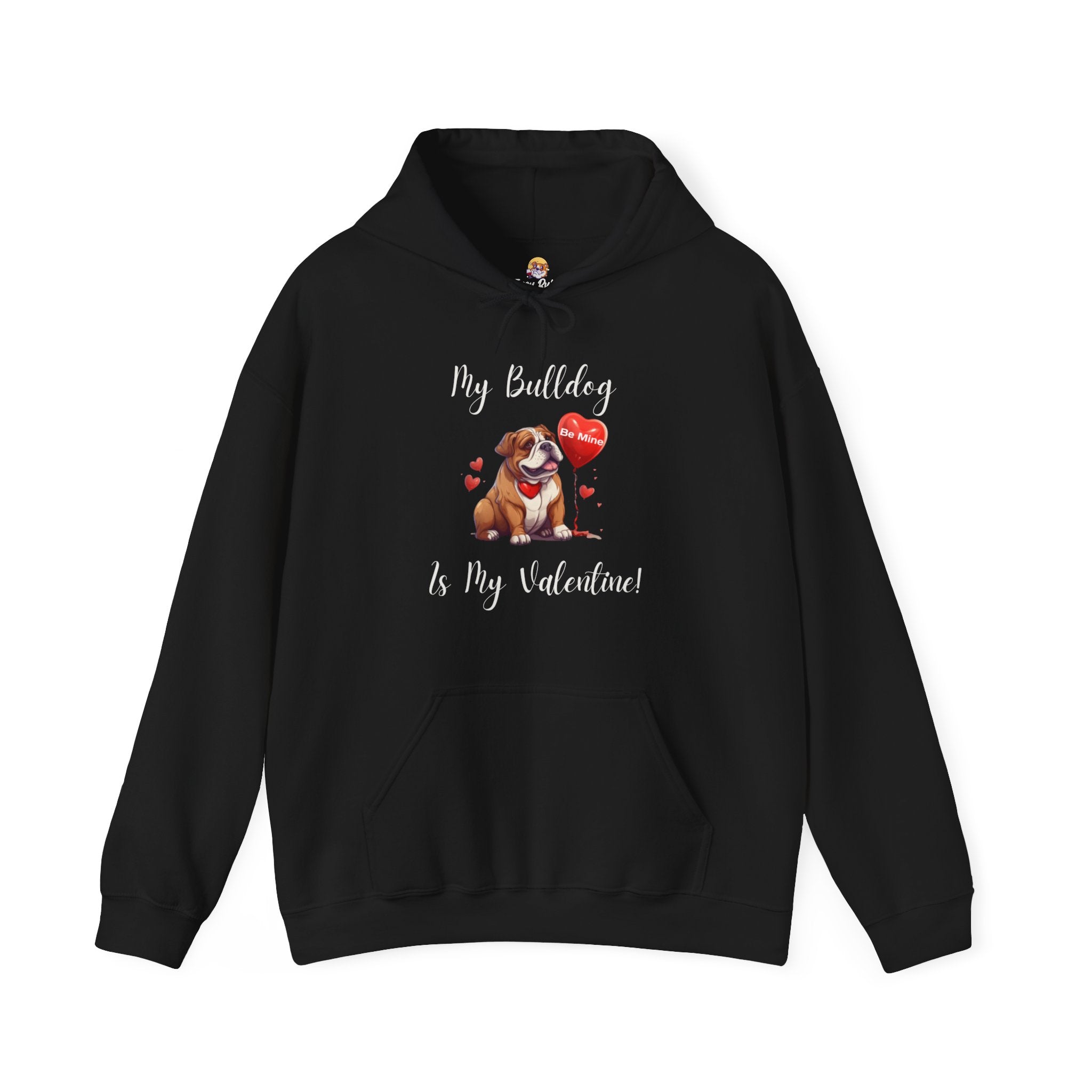 My Bulldog Is My Valentine" - Customizable Bulldog Valentine's Day Hoodie from Tipsy Bully (English/Brown)