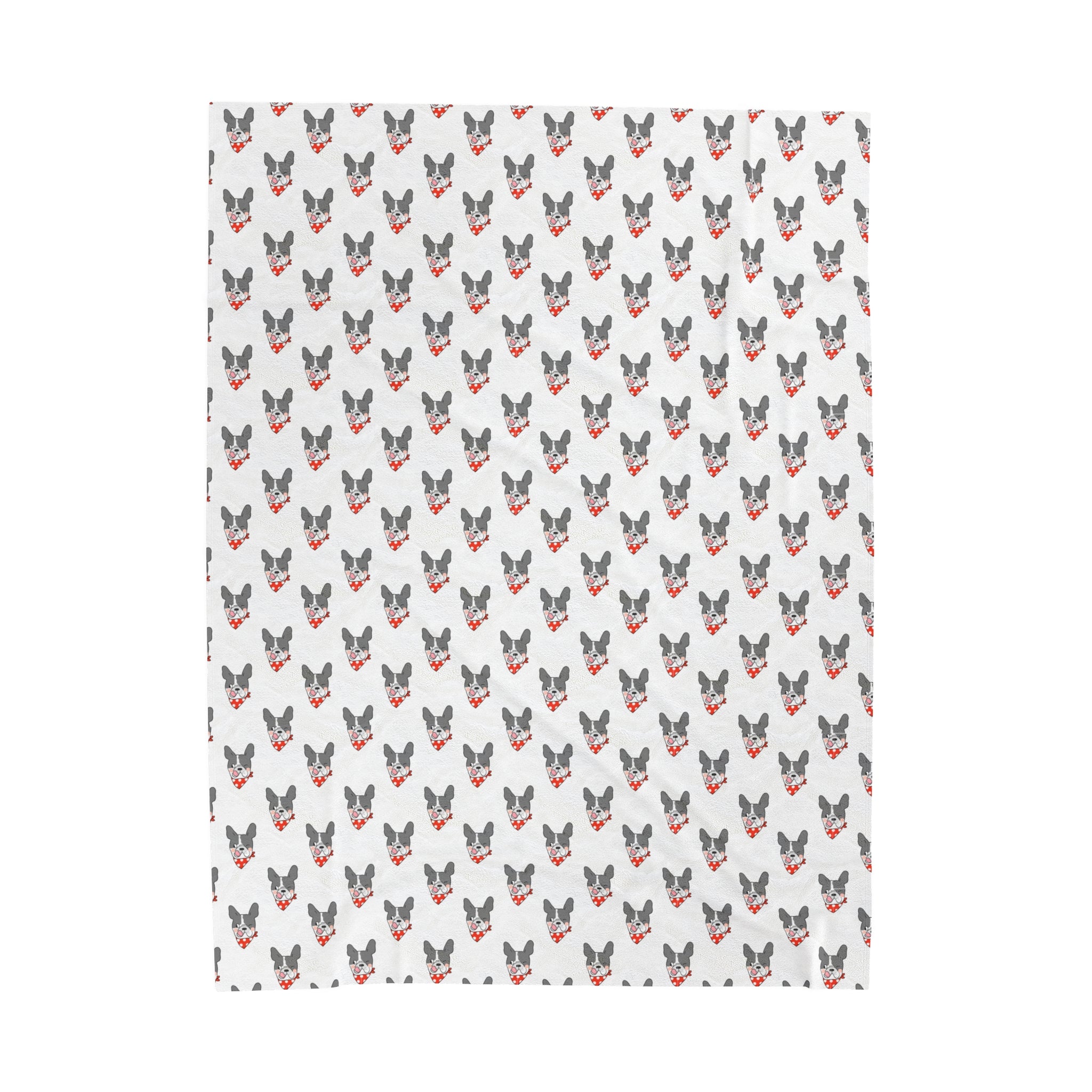 Bulldog Cuddle Haven: All-Over-Print Velveteen Blanket (French)