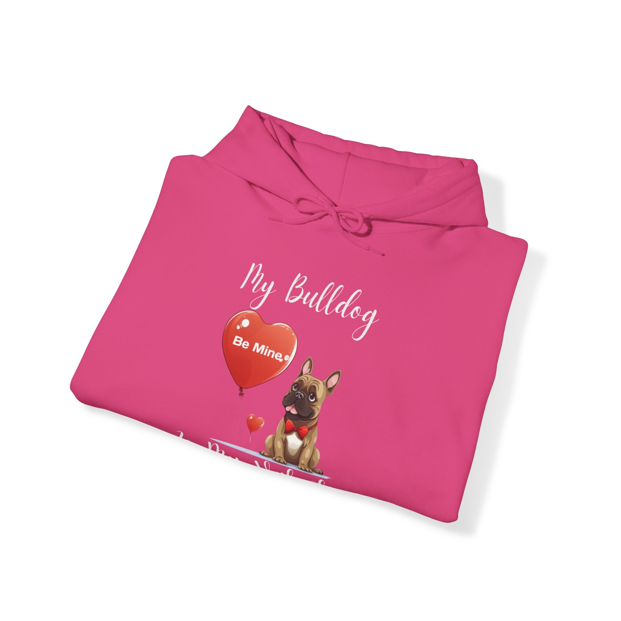 My Bulldog Is My Valentine" - Customizable Bulldog Valentine's Day Hoodie from Tipsy Bully (French/Brown)
