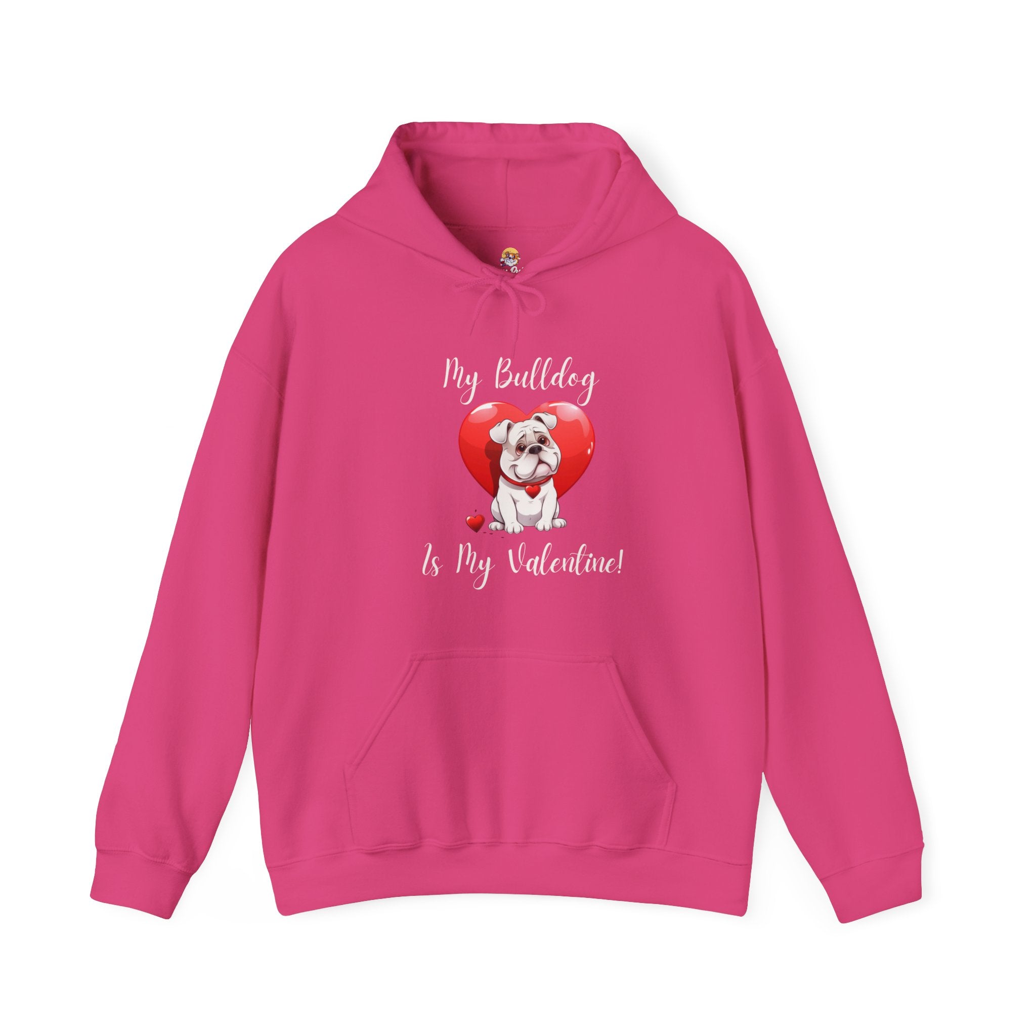 My Bulldog Is My Valentine - Customizable Bulldog Valentine's Day Hoodie from Tipsy Bully (English/White)