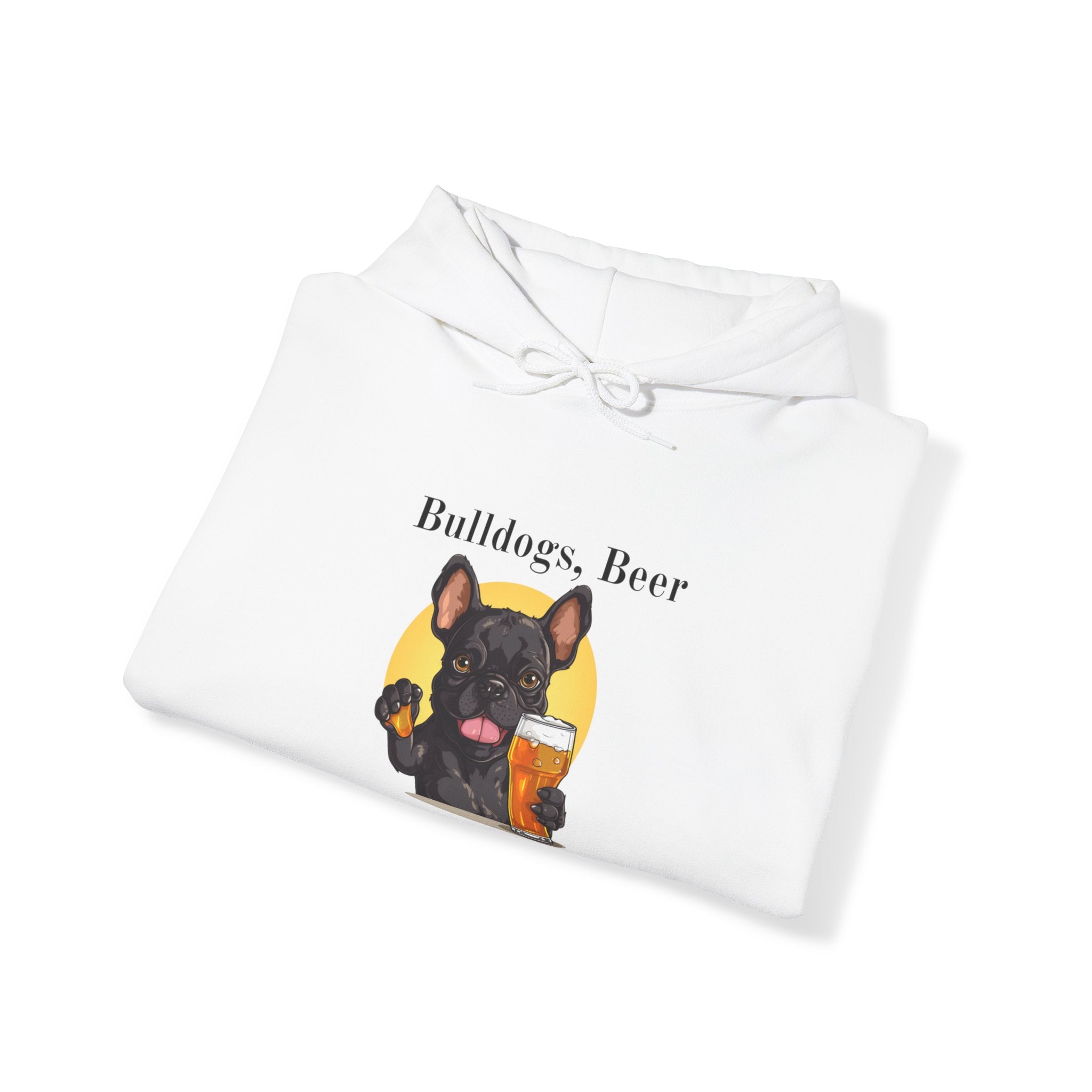 Bulldogs, Beer, and Bad Decisions" Hoodie - Your Go-To Gear for Mischievous Times! (French/Black)