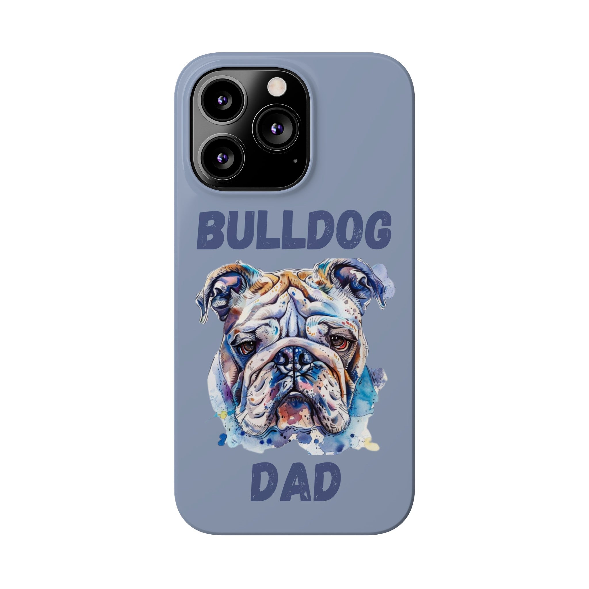 Bulldog Dad iPhone Cases (English/Watercolor)