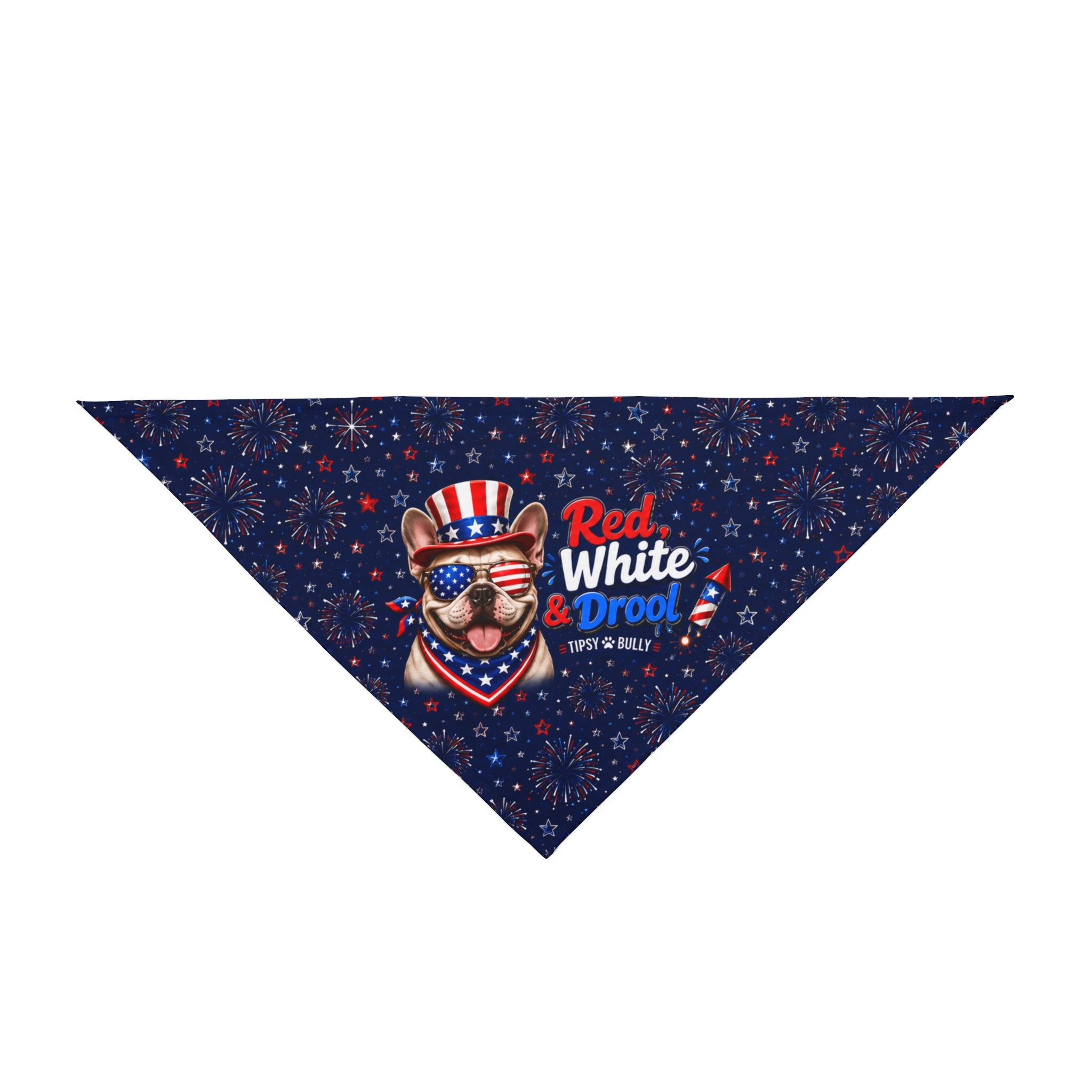 Red, White & Drool 4th of July Dog Bandana (French)
