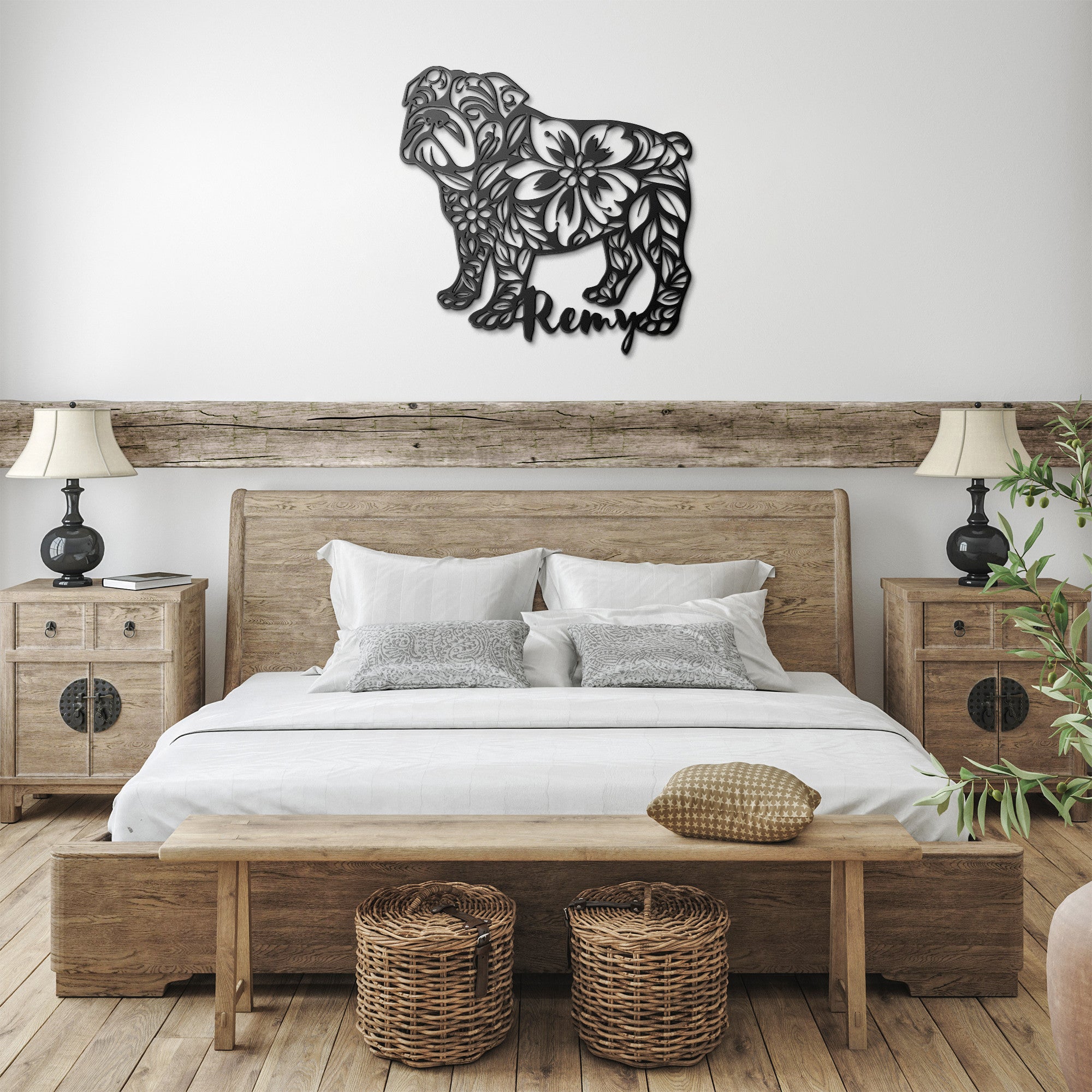 Custom Bulldog Metal Wall Sign (English)