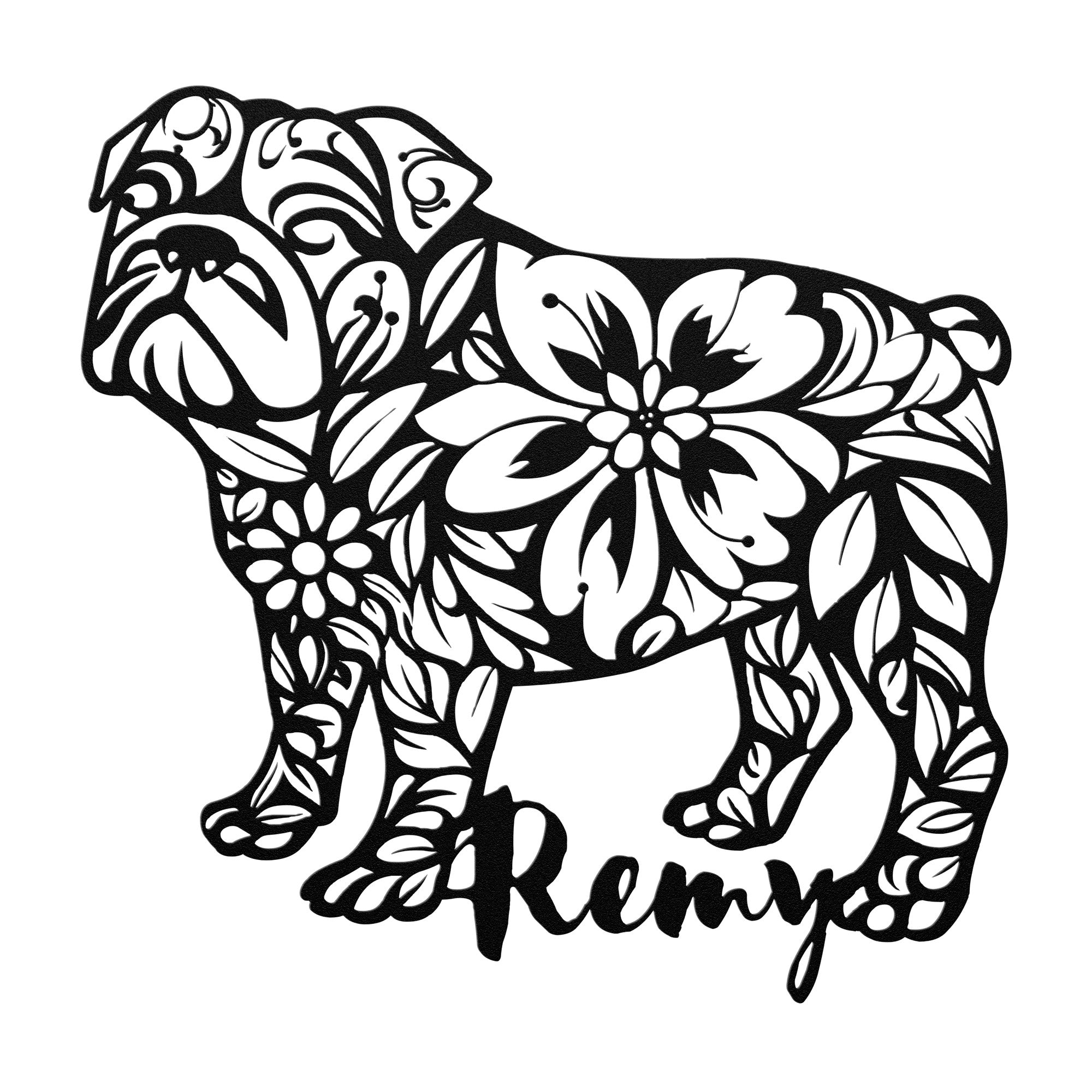 Custom Bulldog Metal Wall Sign (English)