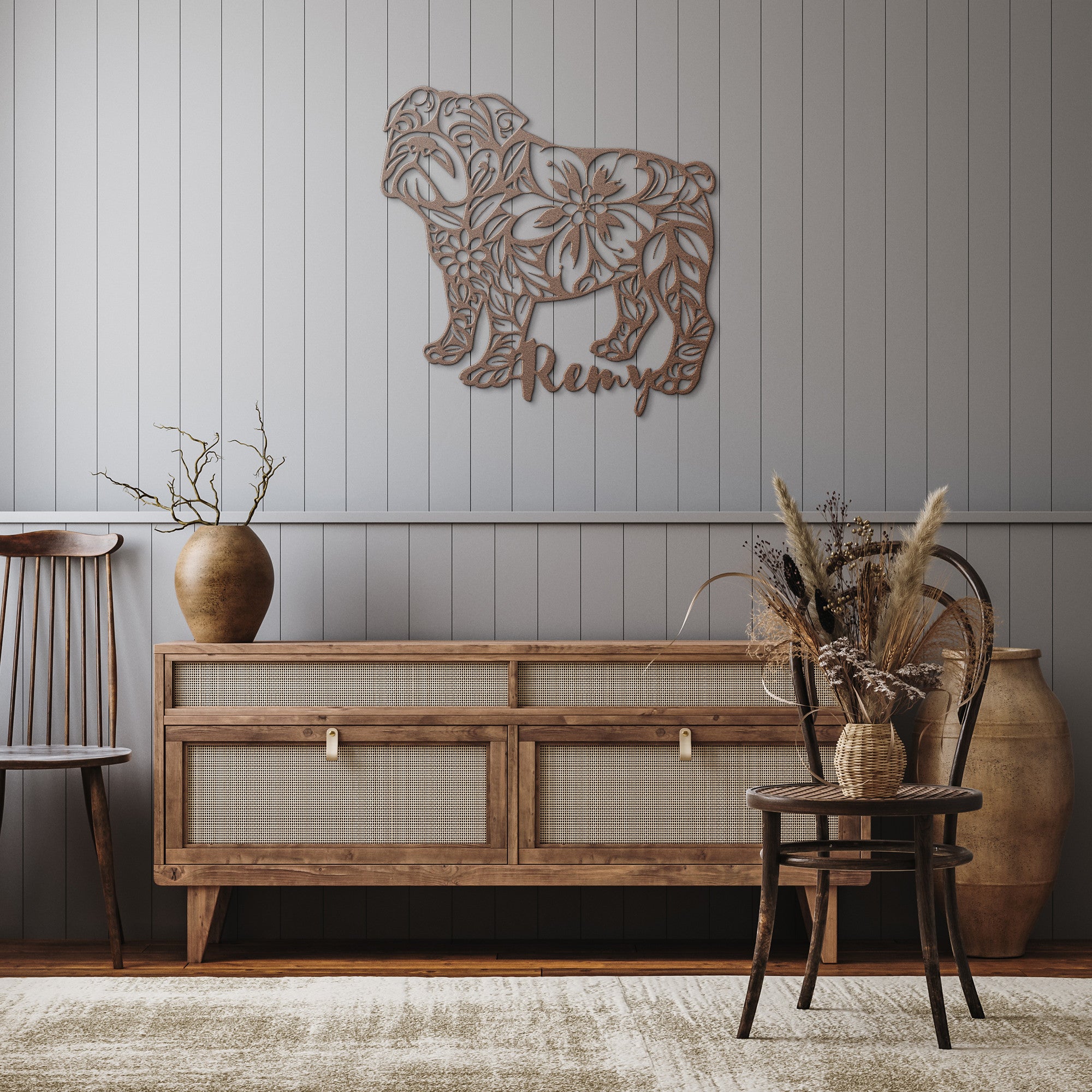 Custom Bulldog Metal Wall Sign (English)