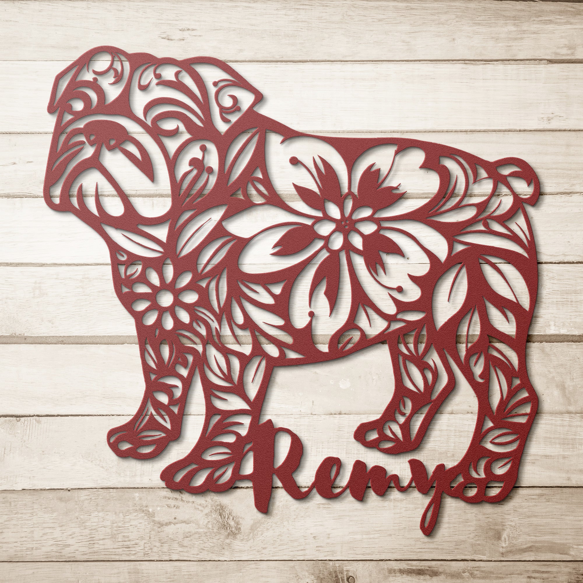 Custom Bulldog Metal Wall Sign (English)