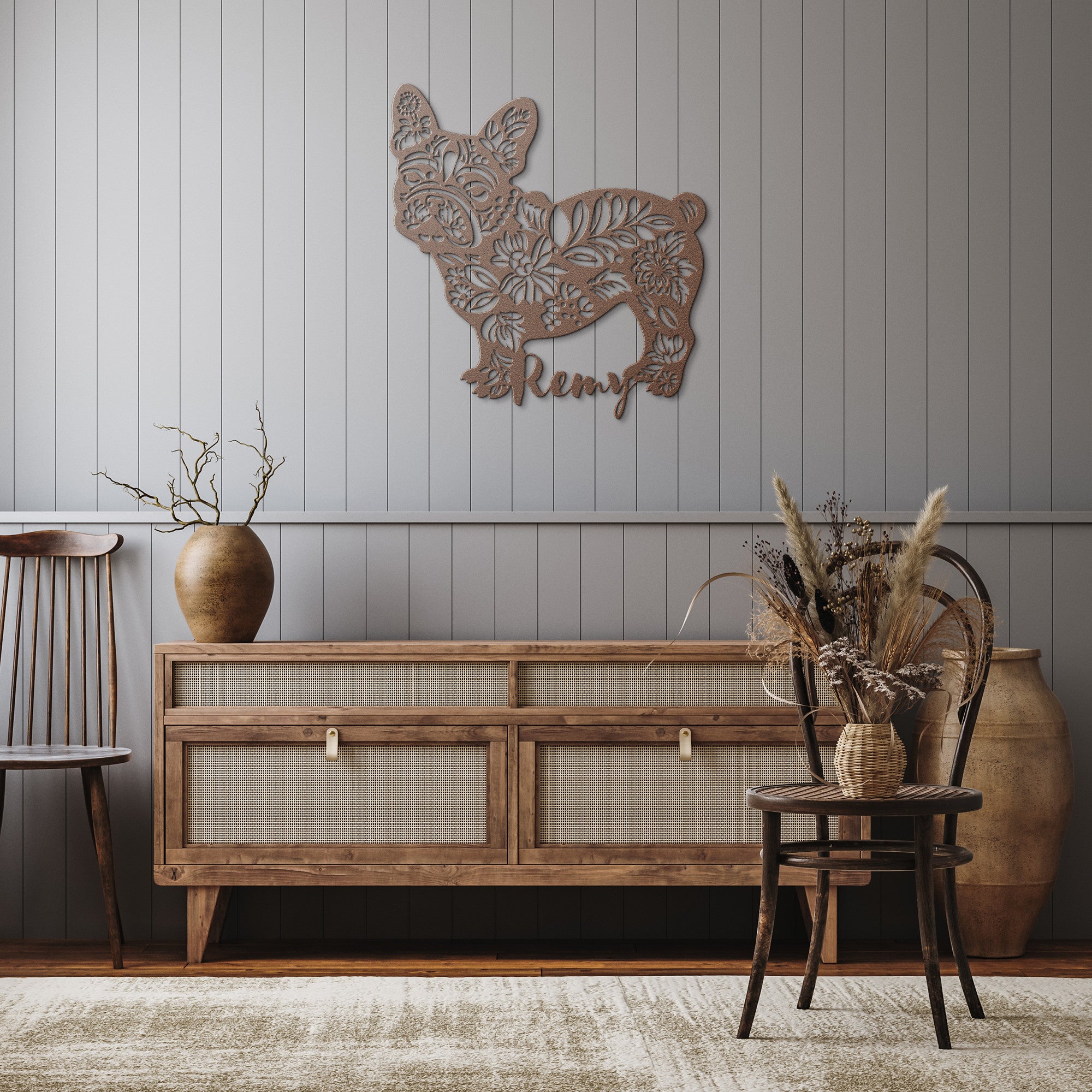 Custom Bulldog Metal Wall Sign (French)