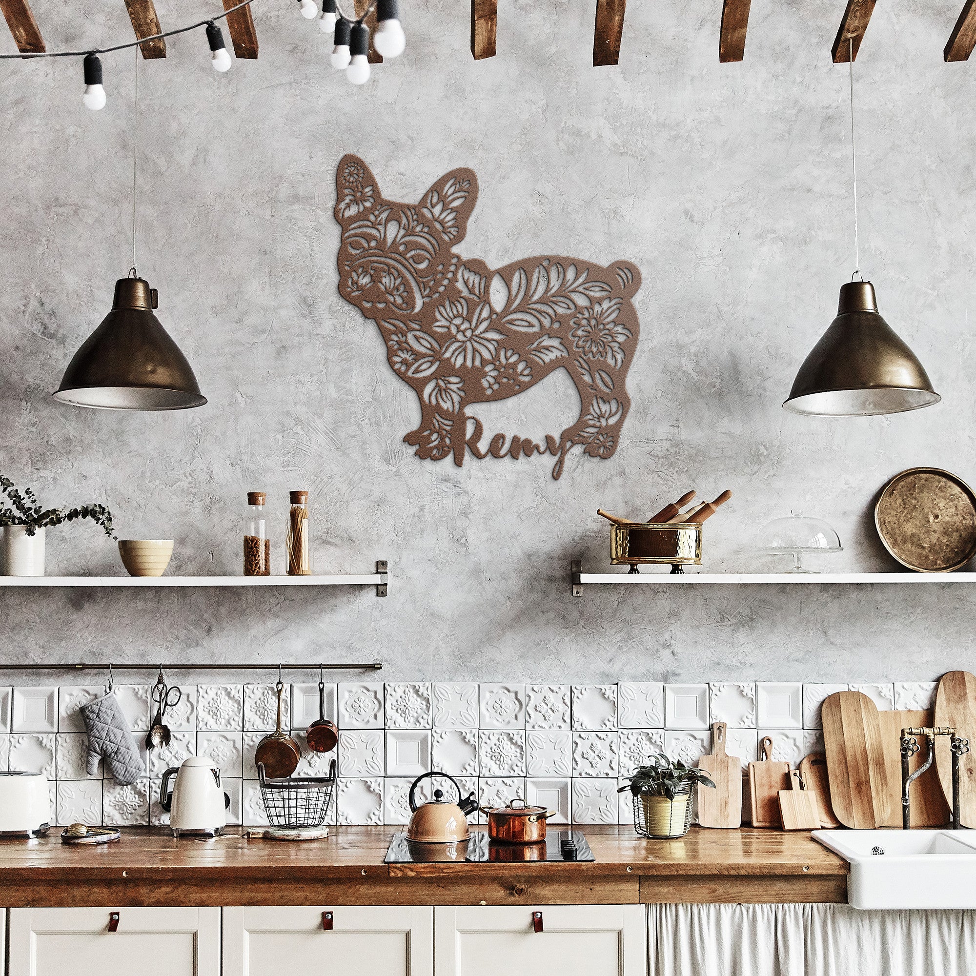 Custom Bulldog Metal Wall Sign (French)