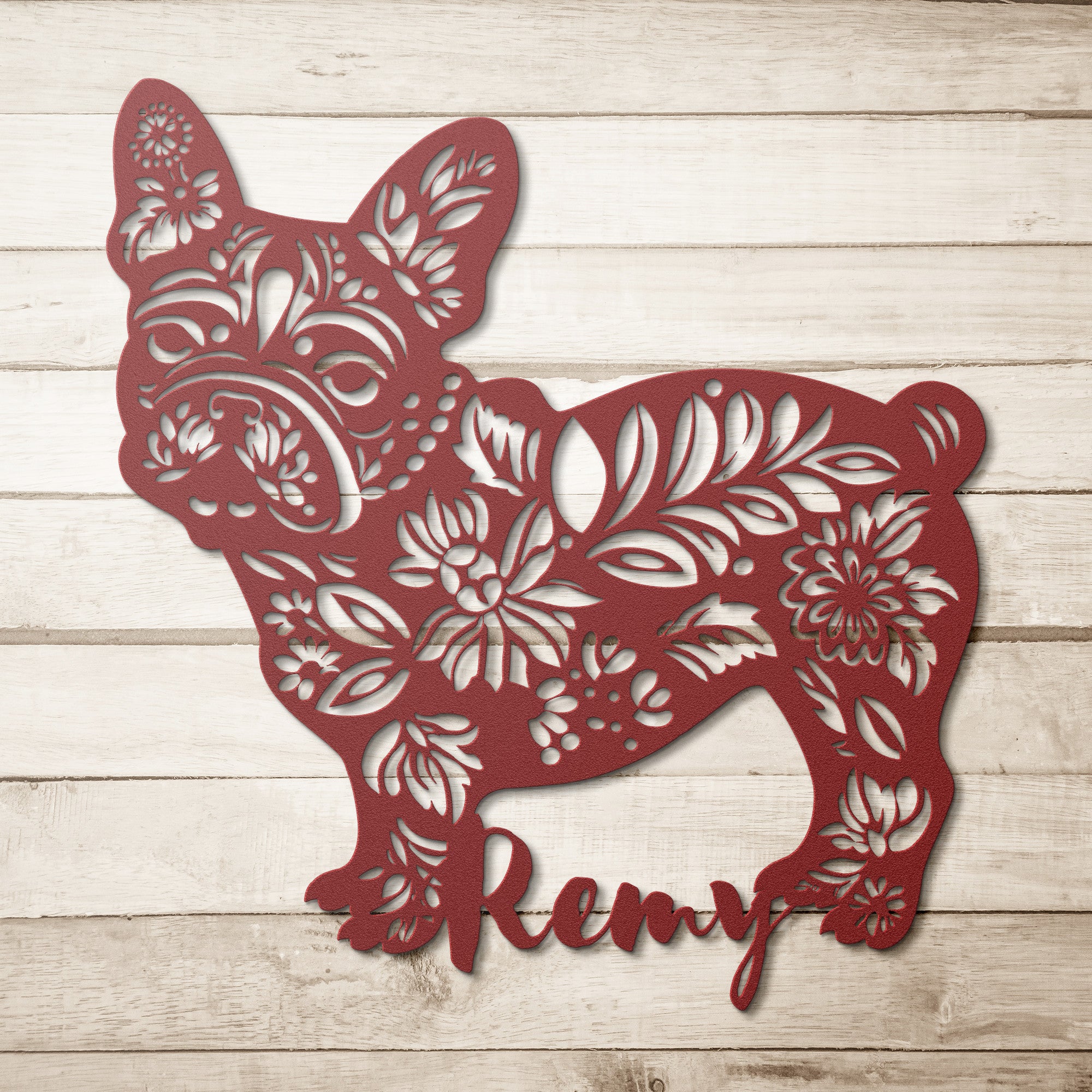 Custom Bulldog Metal Wall Sign (French)