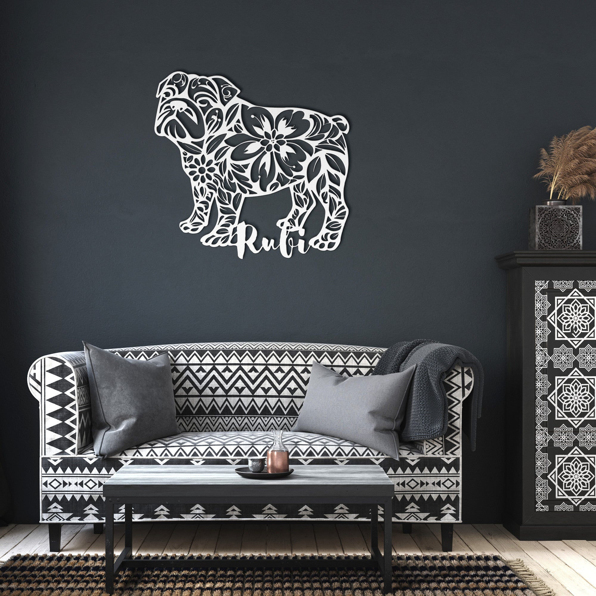 Custom Bulldog Metal Wall Sign (Rubi)