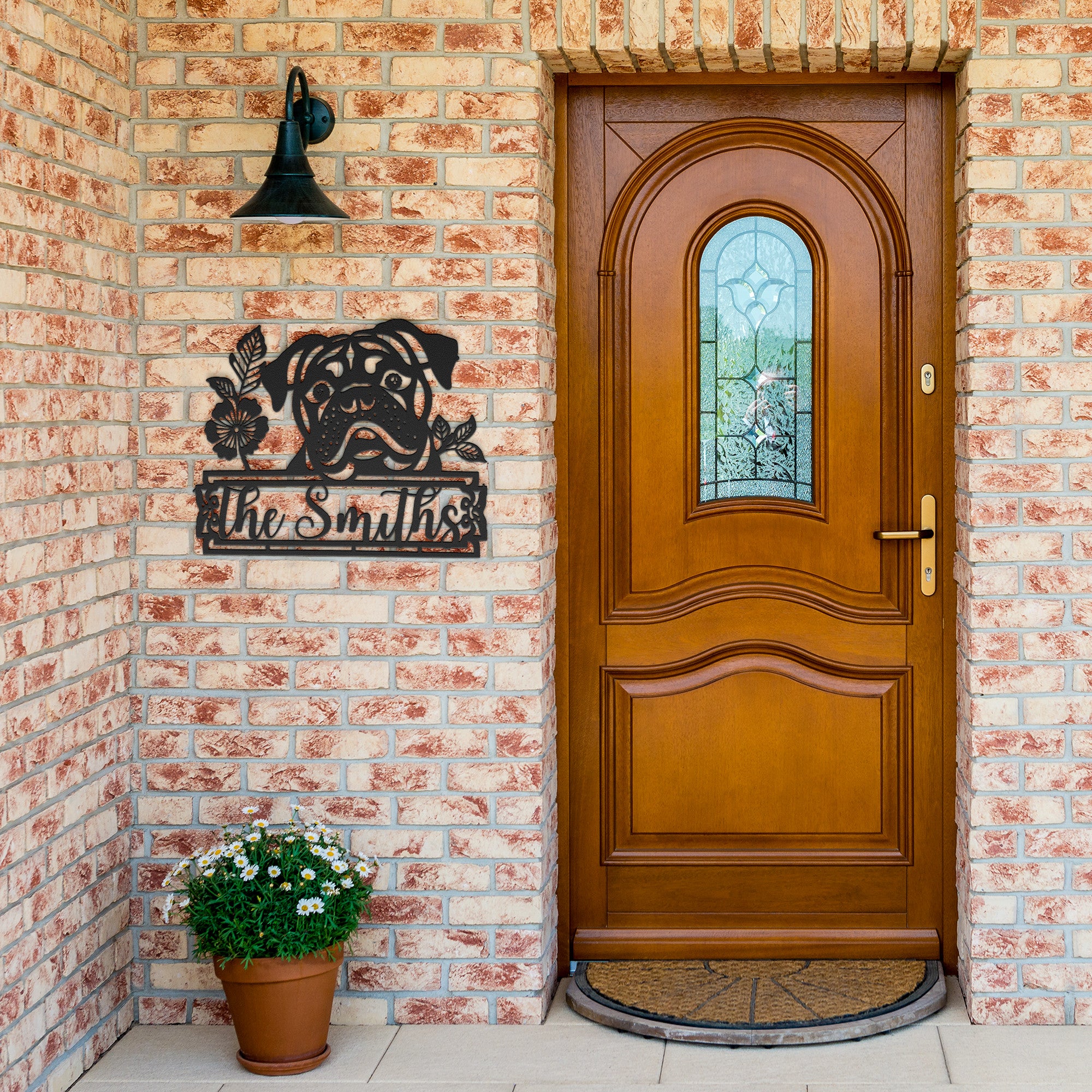 Custom Bulldog Metal Wall Sign (Name/English)