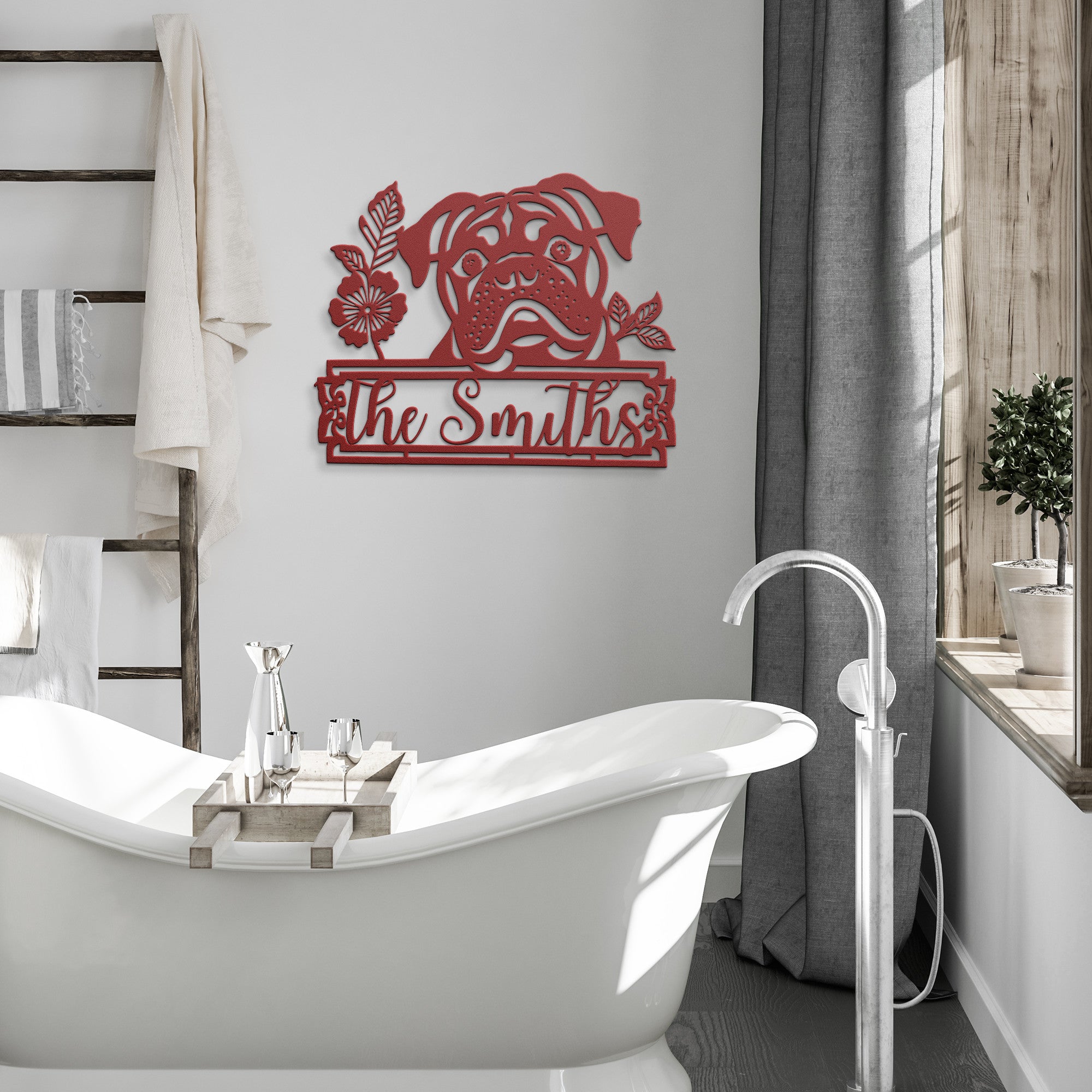 Custom Bulldog Metal Wall Sign lifestyle photo - English Bulldog mom gift | Tipsy Bully