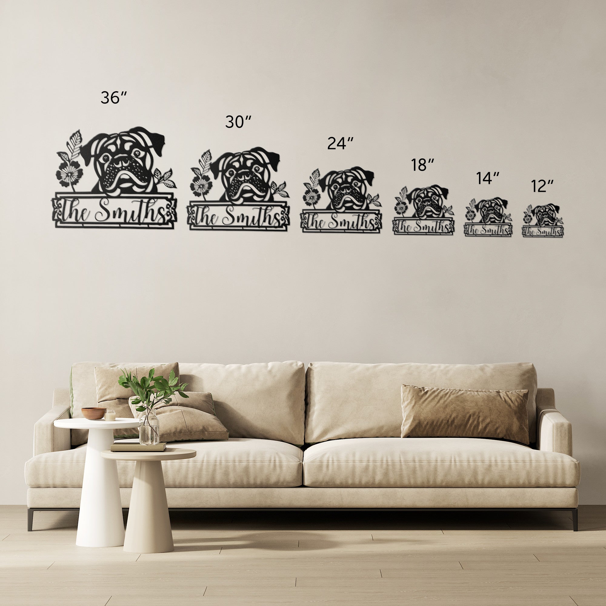 Custom Bulldog Metal Wall Sign detail shot - English Bulldog mom gift | Tipsy Bully