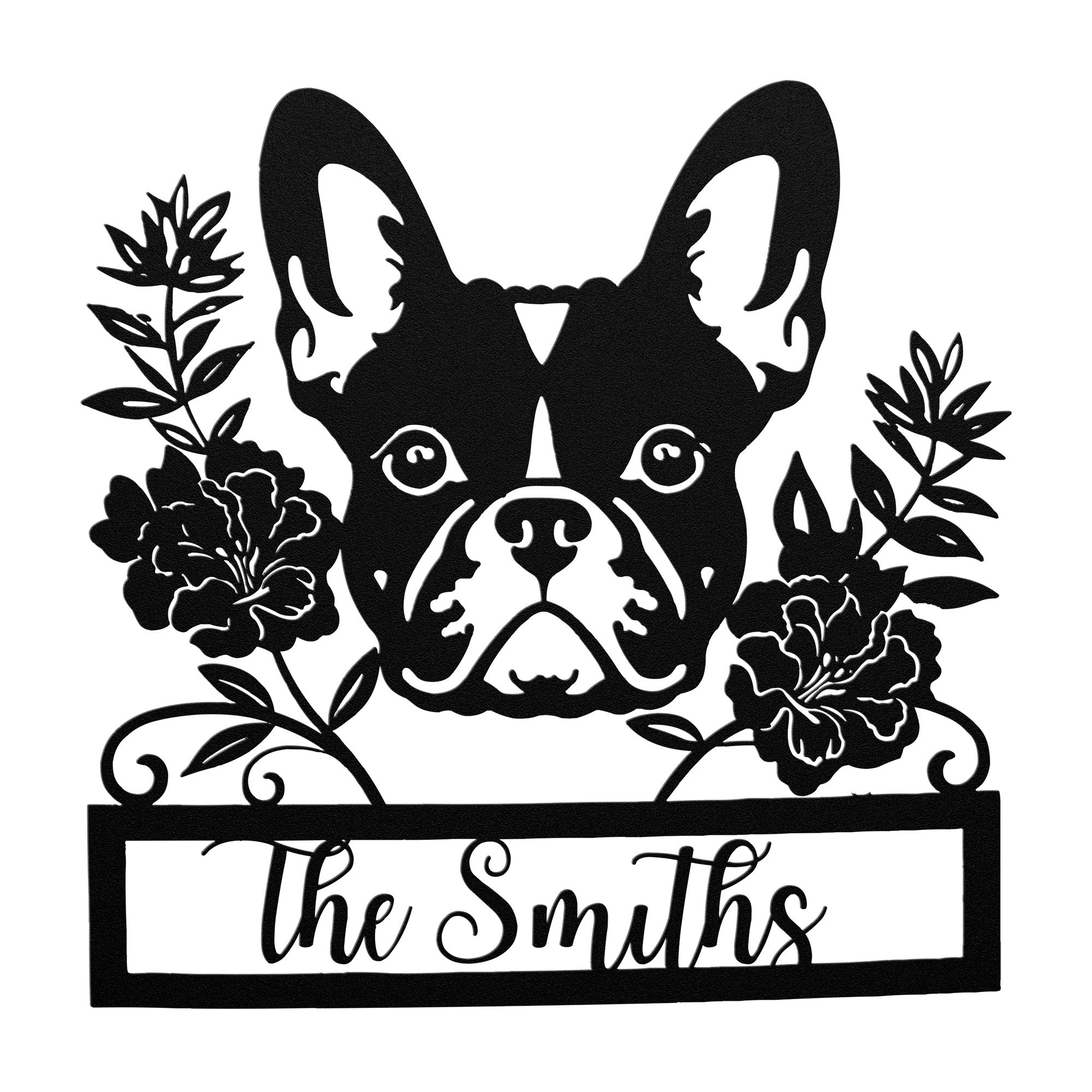Custom Bulldog Metal Wall Sign (Name/French)
