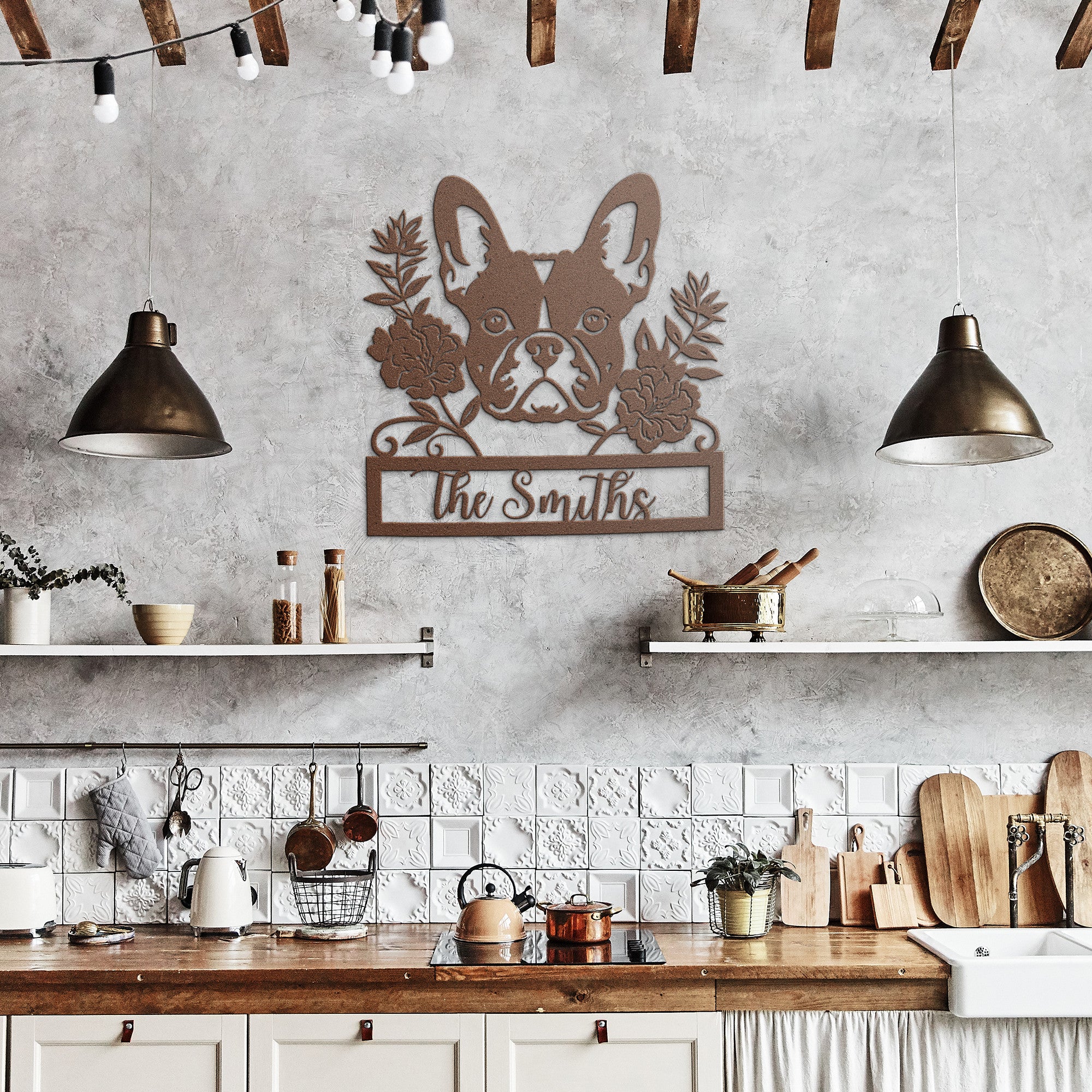 Custom Bulldog Metal Wall Sign (Name/French)