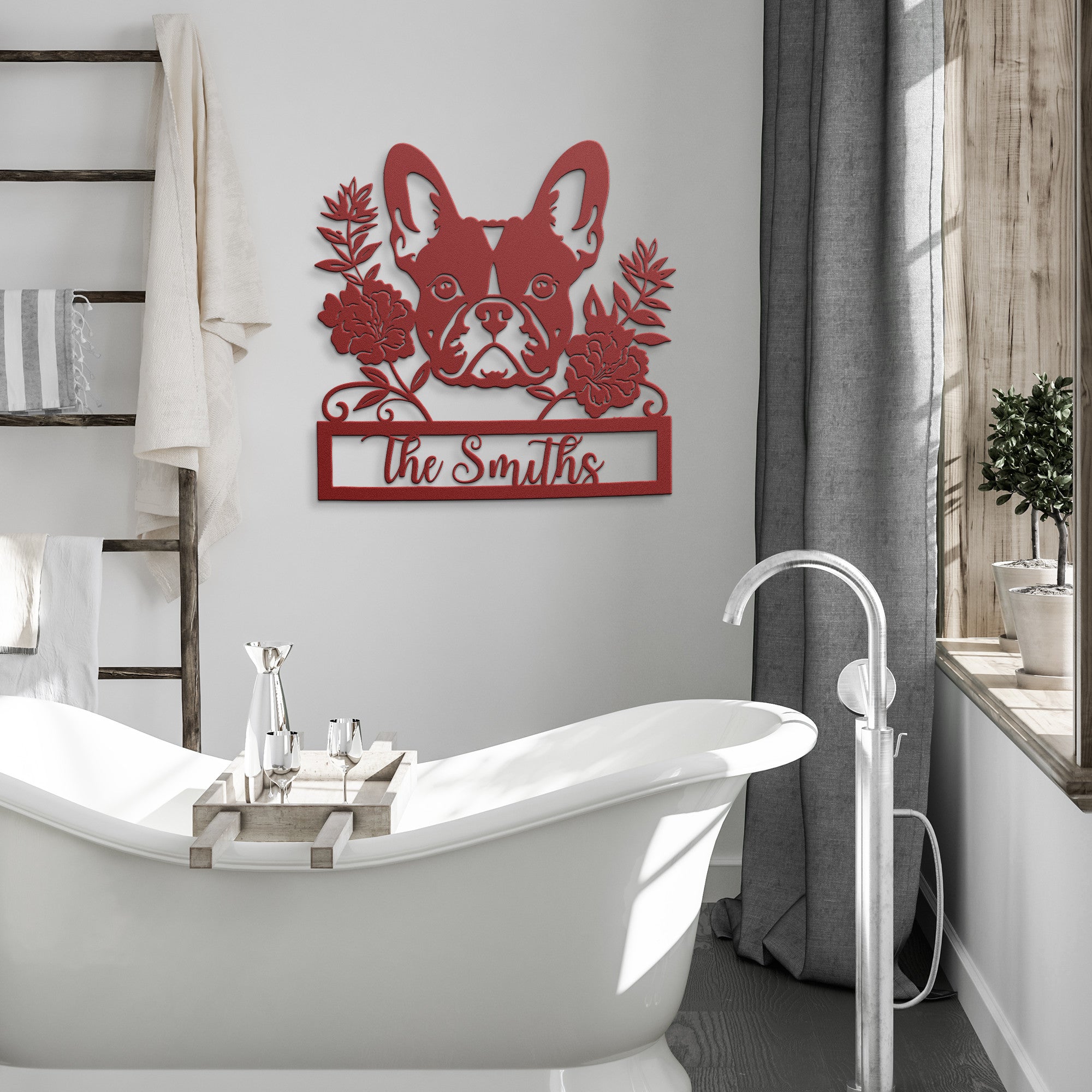 Custom Bulldog Metal Wall Sign (Name/French)