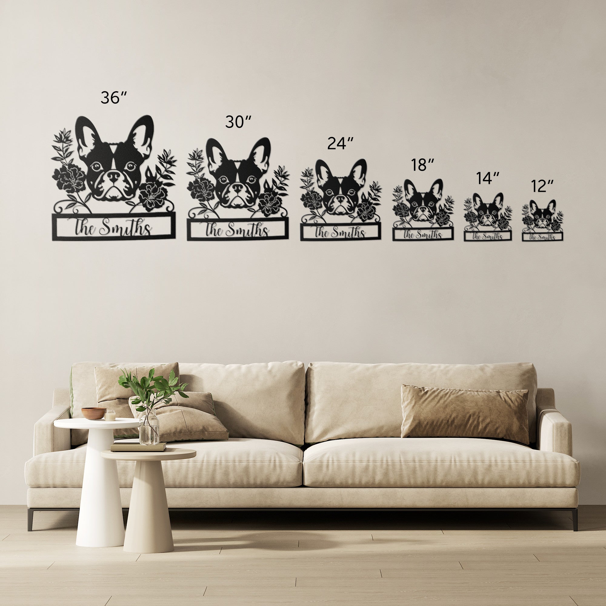 Custom Bulldog Metal Wall Sign (Name/French)