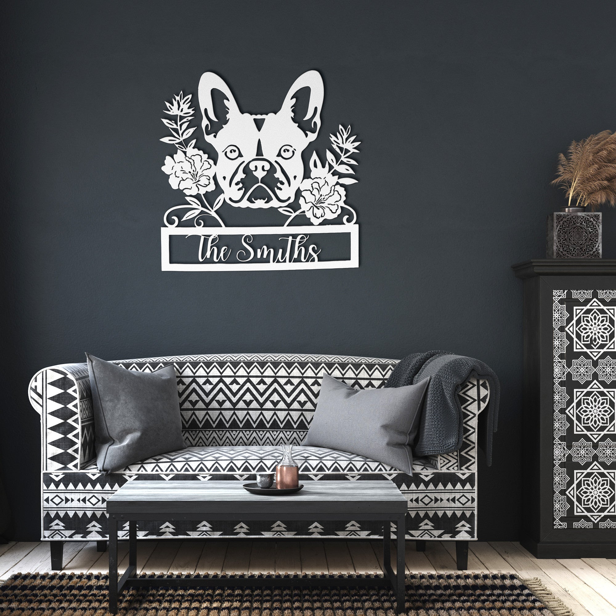 Custom Bulldog Metal Wall Sign (Name/French)