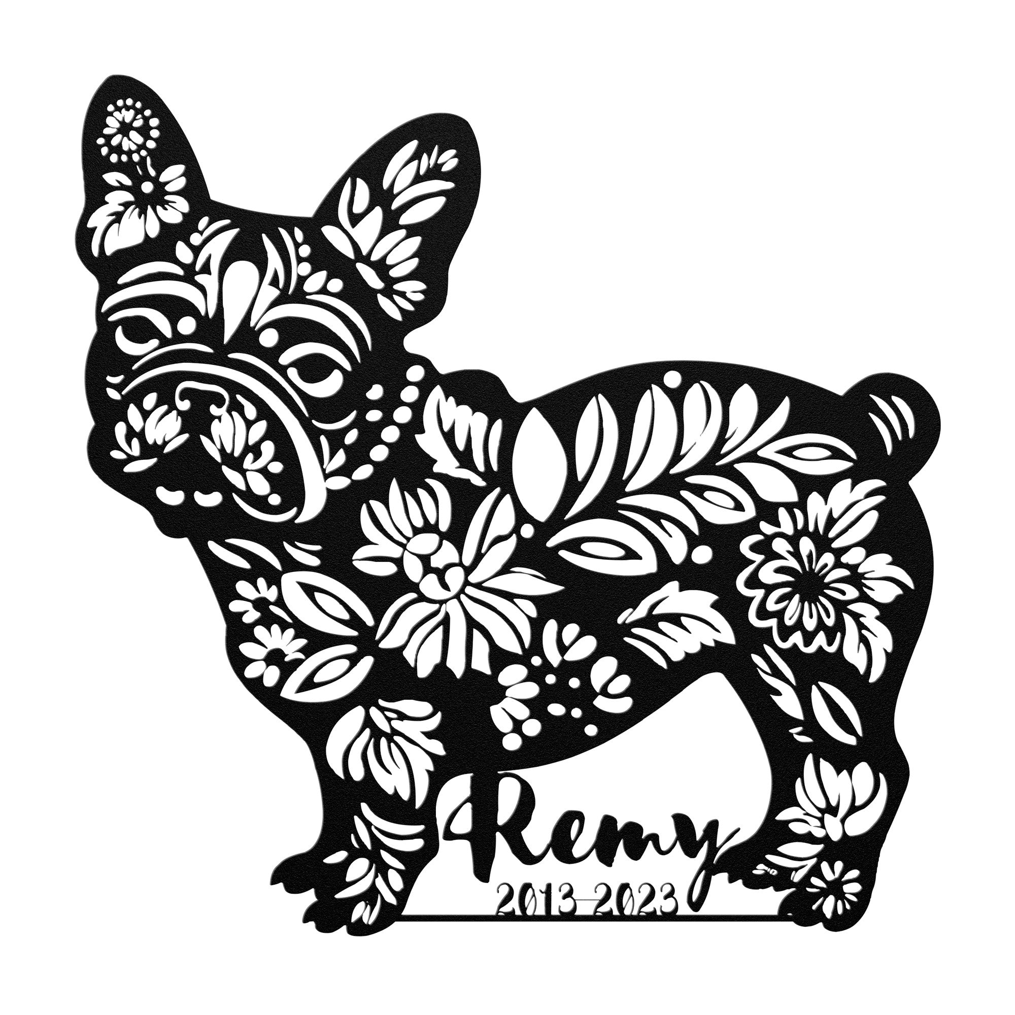 Personalized Bulldog Memorial Sign - Custom Pet Tribute with Name and Dates (French)