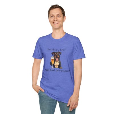 Bulldogs, Beer, and Bad Decisions" Unisex T-Shirt by Tipsy Bully - English Bulldog mom gift | Tipsy Bully