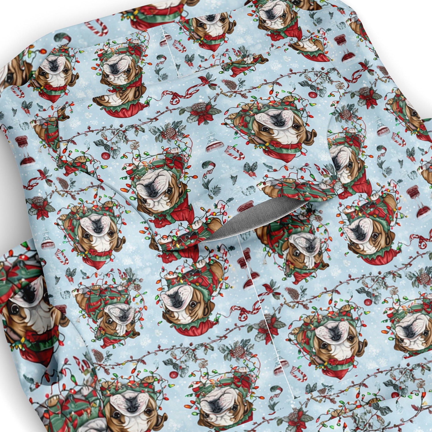 "Howl-iday Cheer" Bulldog Christmas Zip-Up Hoodie (English)