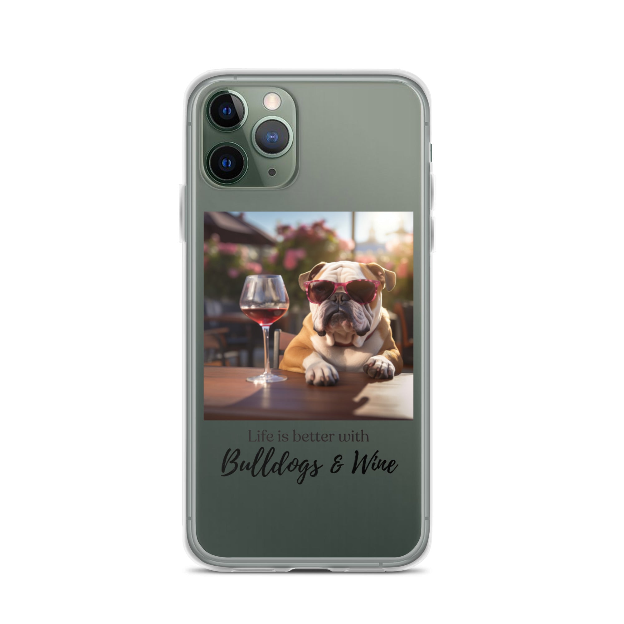 Clear Case for iPhone® - Life is Better - English Bulldog - Brown
