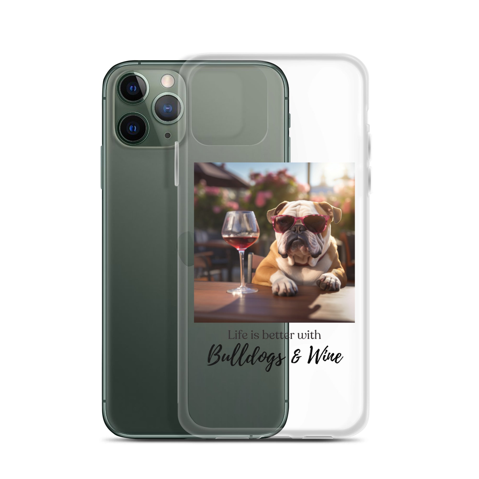 Clear Case for iPhone® - Life is Better - English Bulldog - Brown