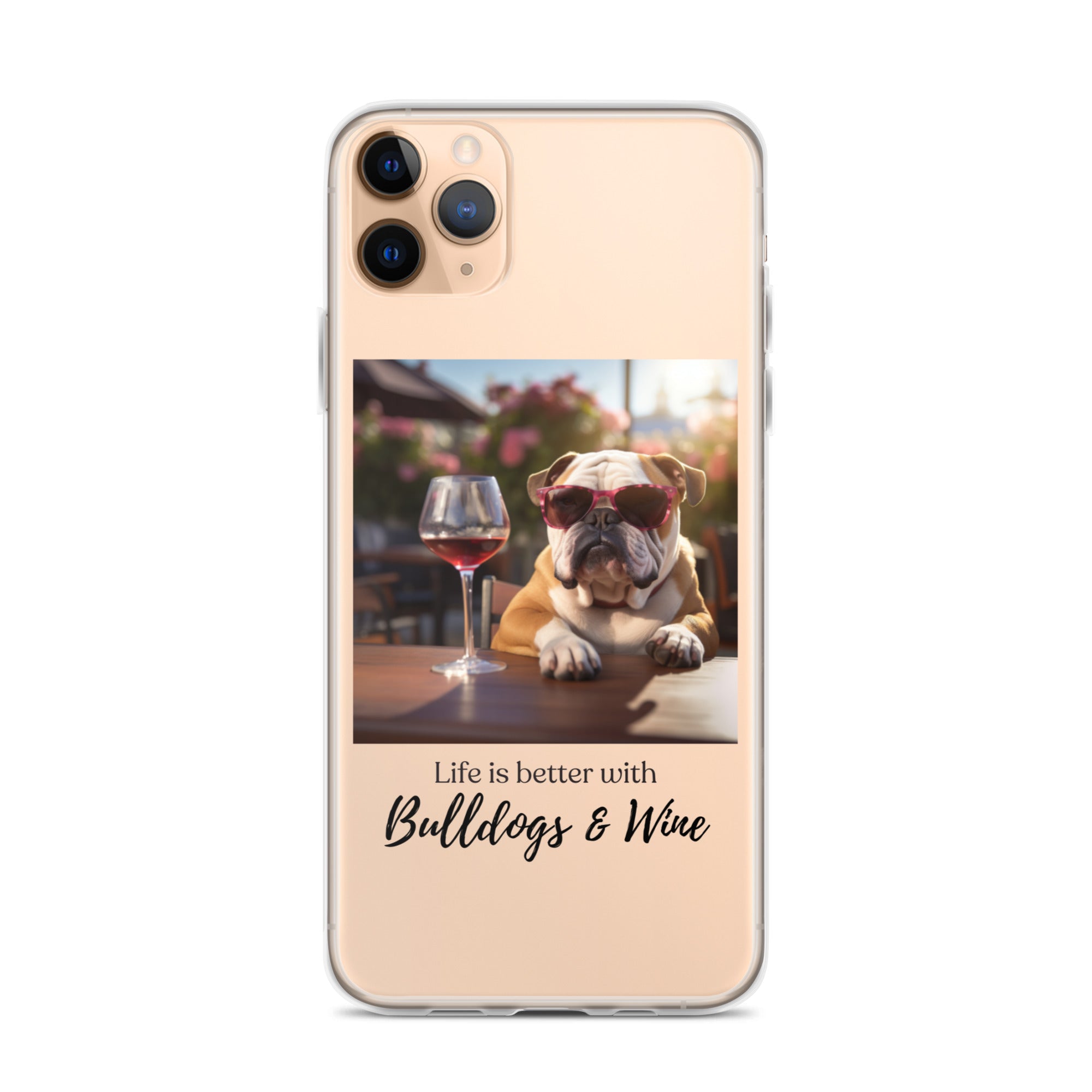 Clear Case for iPhone® - Life is Better - English Bulldog - Brown