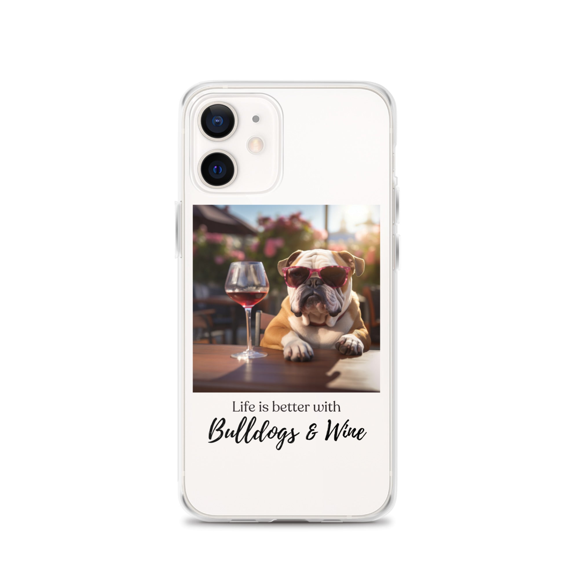 Clear Case for iPhone® - Life is Better - English Bulldog - Brown