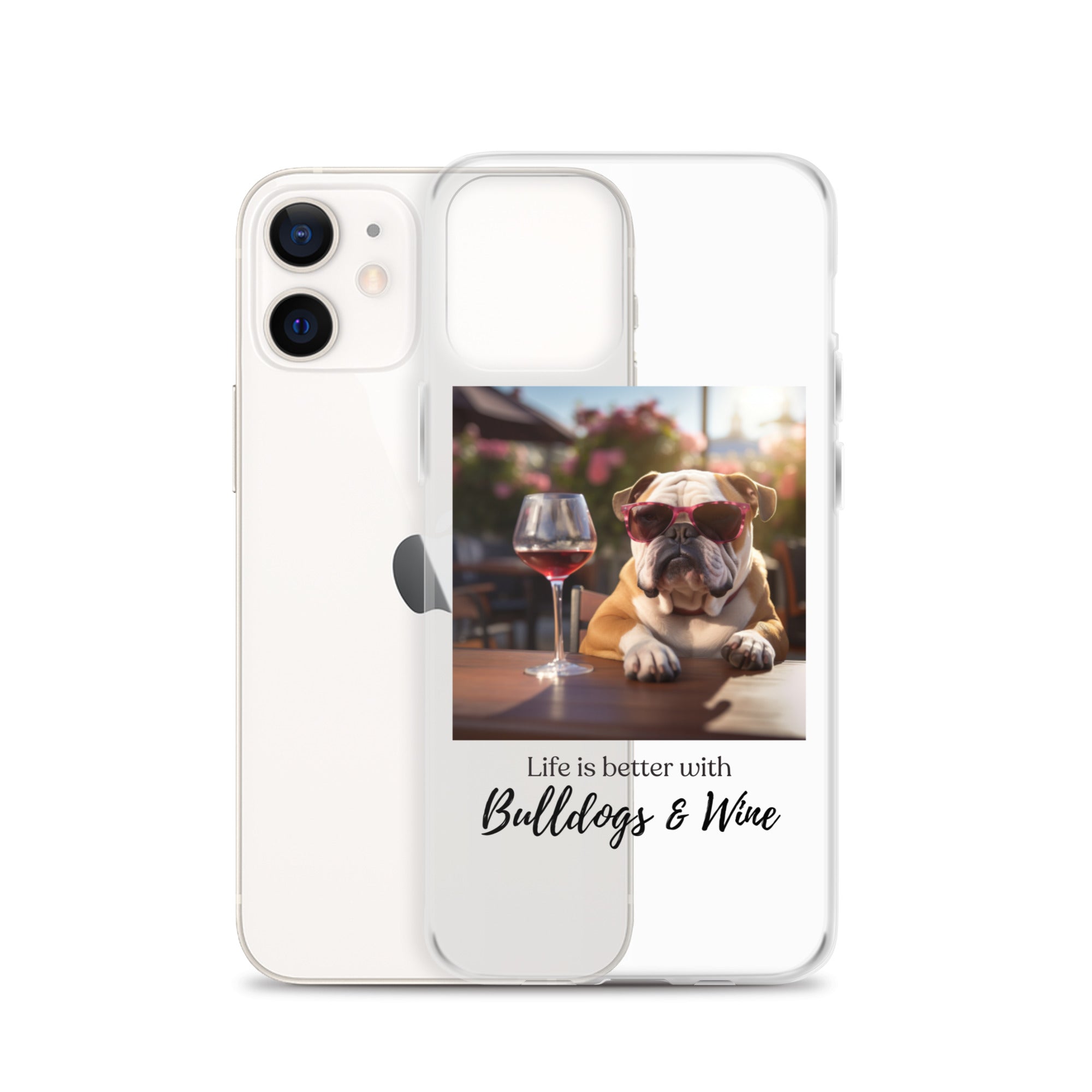 Clear Case for iPhone® - Life is Better - English Bulldog - Brown
