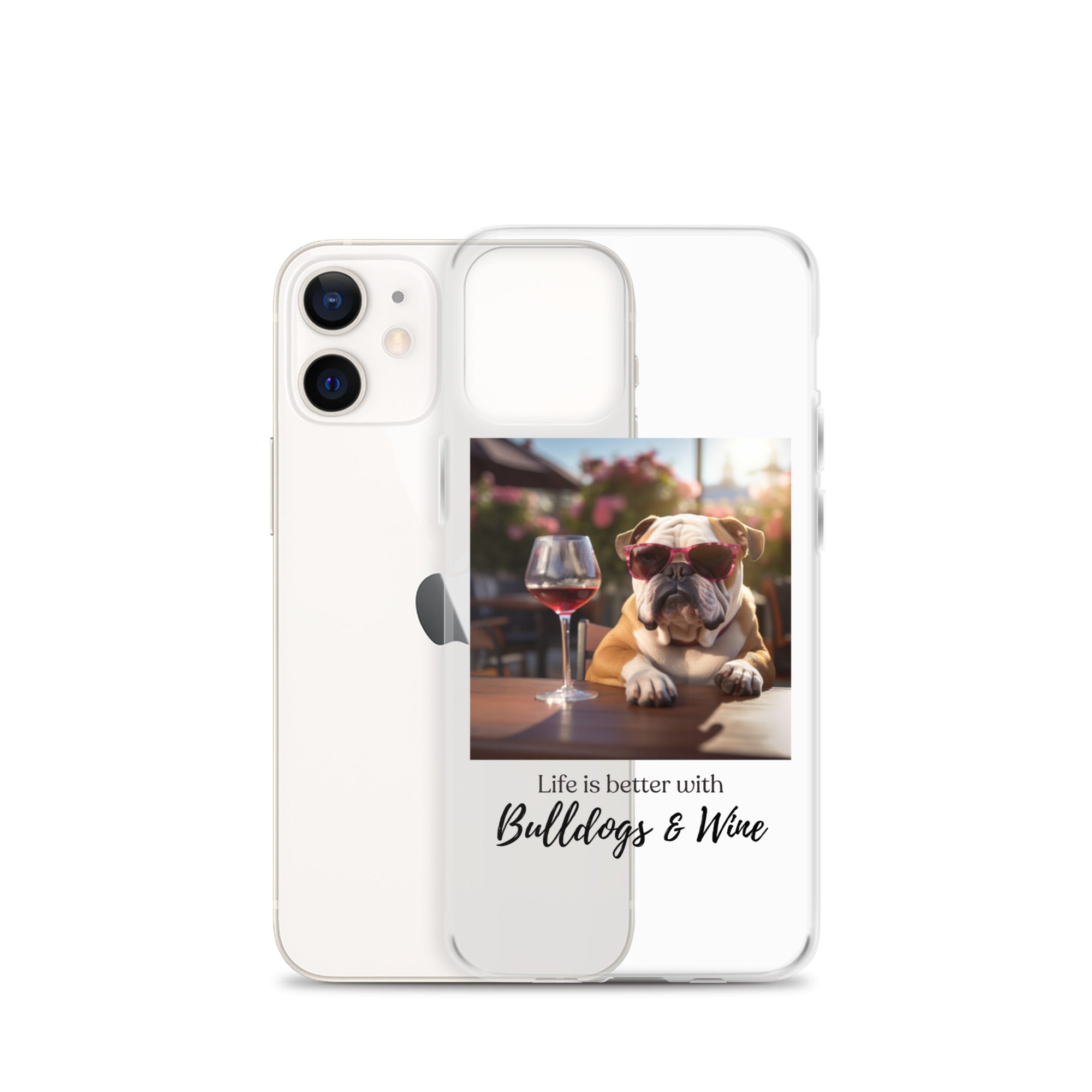 Clear Case for iPhone® - Life is Better - English Bulldog - Brown