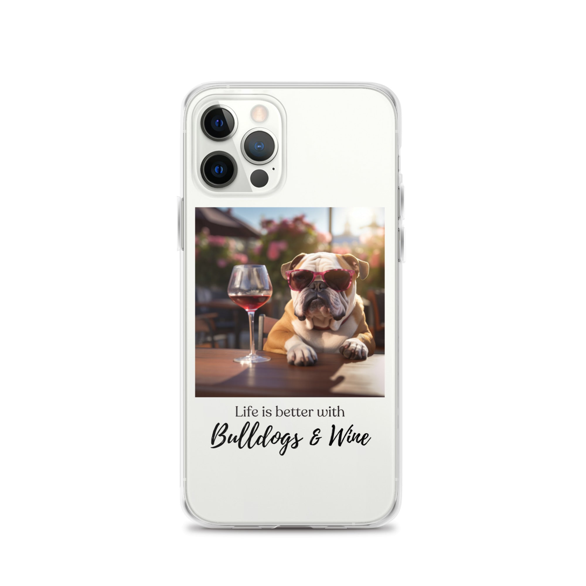 Clear Case for iPhone® - Life is Better - English Bulldog - Brown