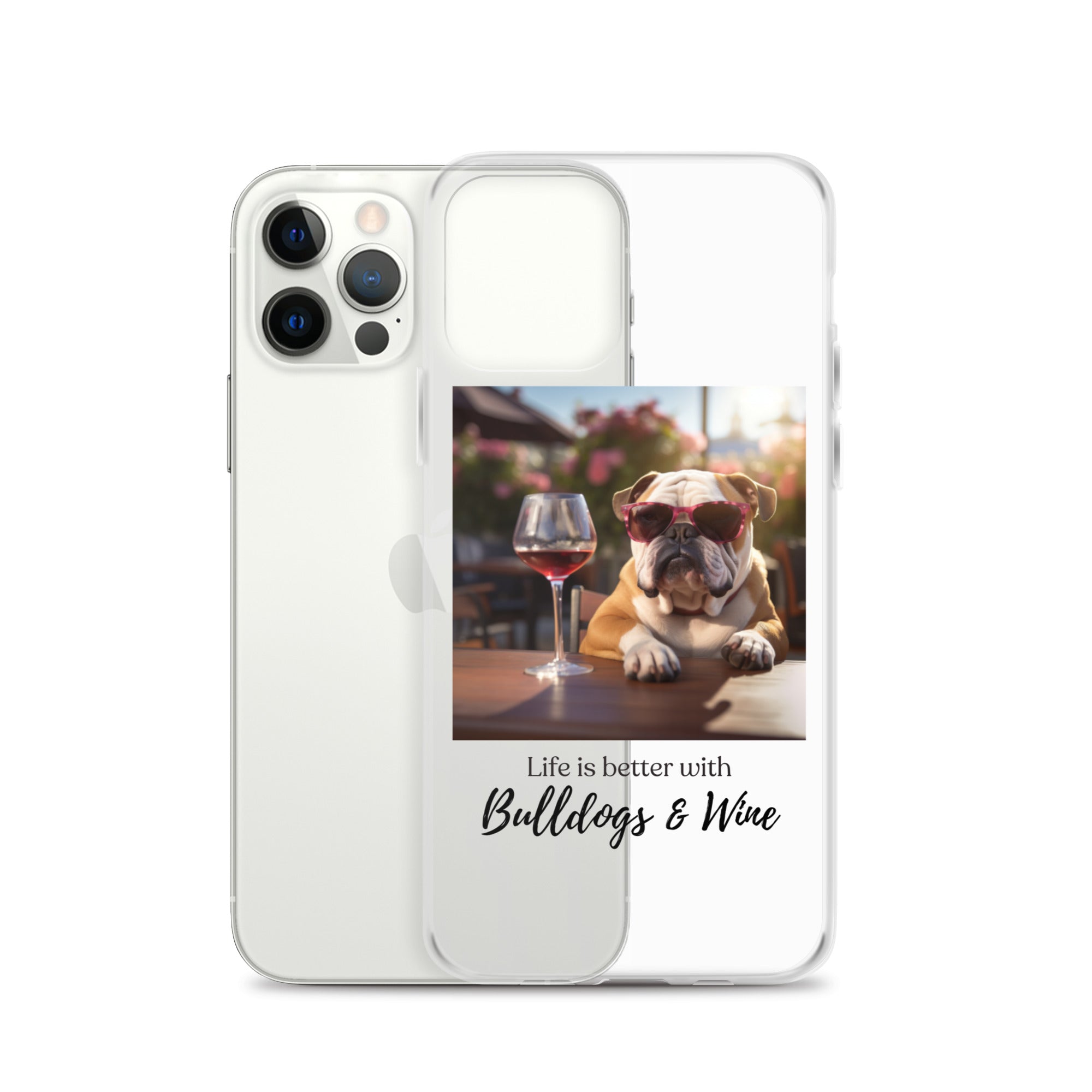 Clear Case for iPhone® - Life is Better - English Bulldog - Brown