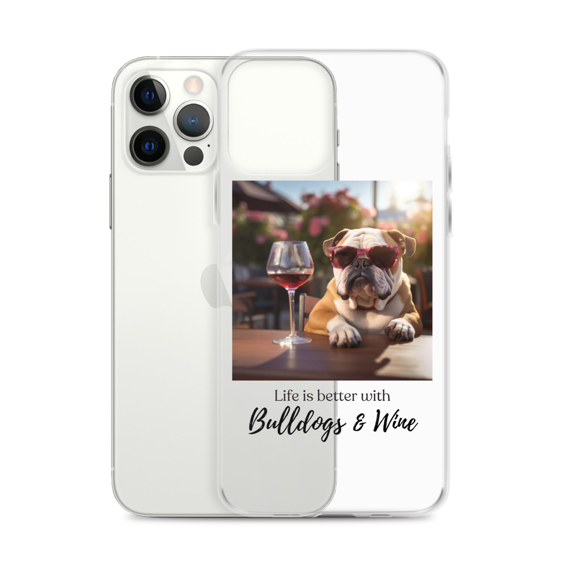 Clear Case for iPhone® - Life is Better - English Bulldog - Brown
