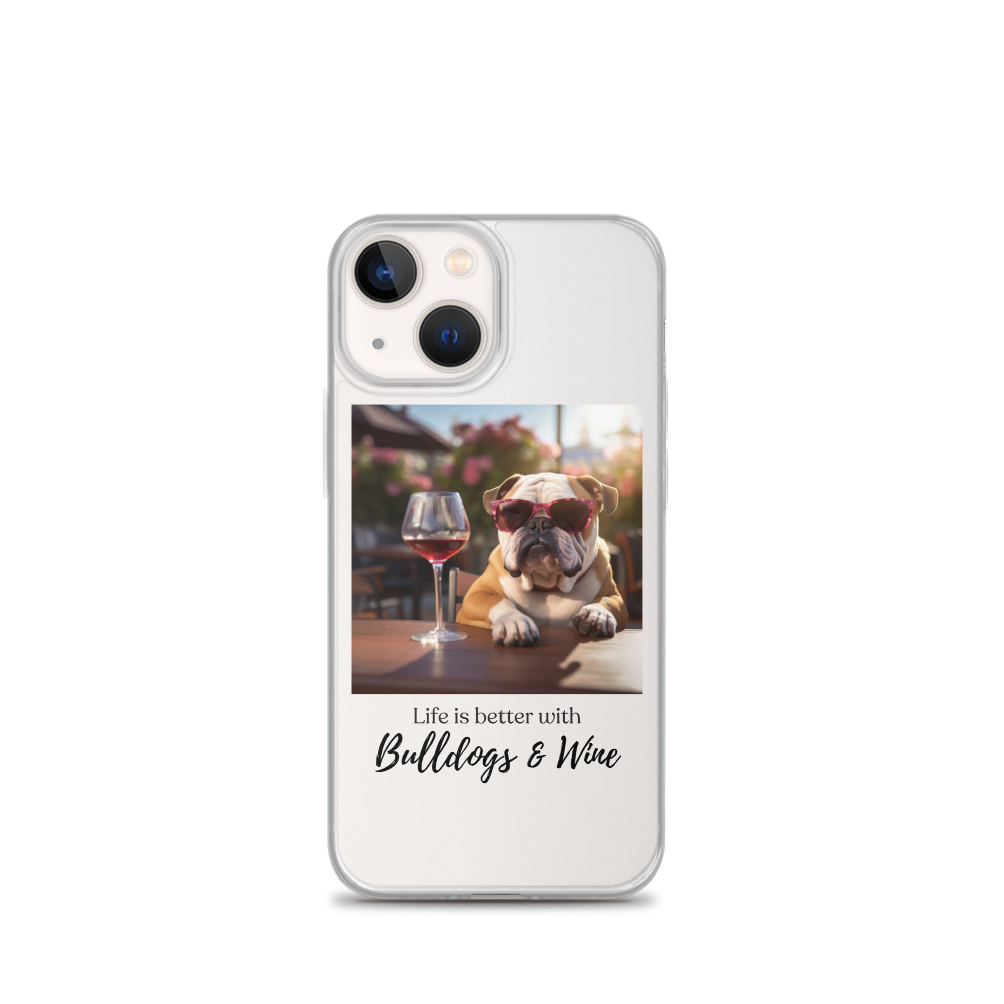 Clear Case for iPhone® - Life is Better - English Bulldog - Brown