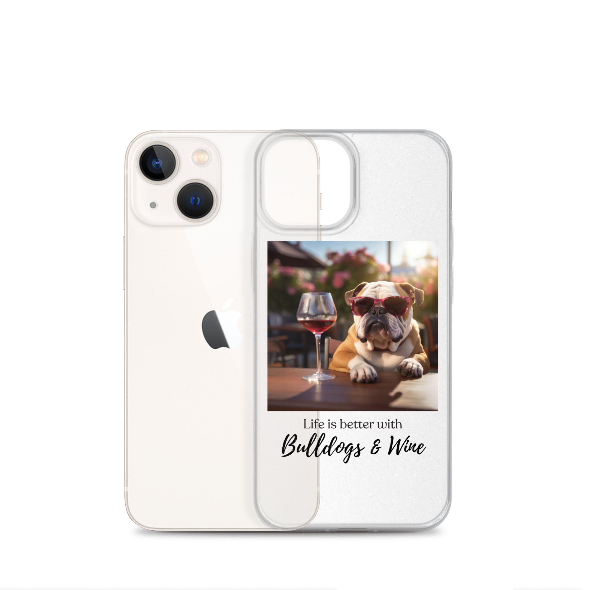 Clear Case for iPhone® - Life is Better - English Bulldog - Brown