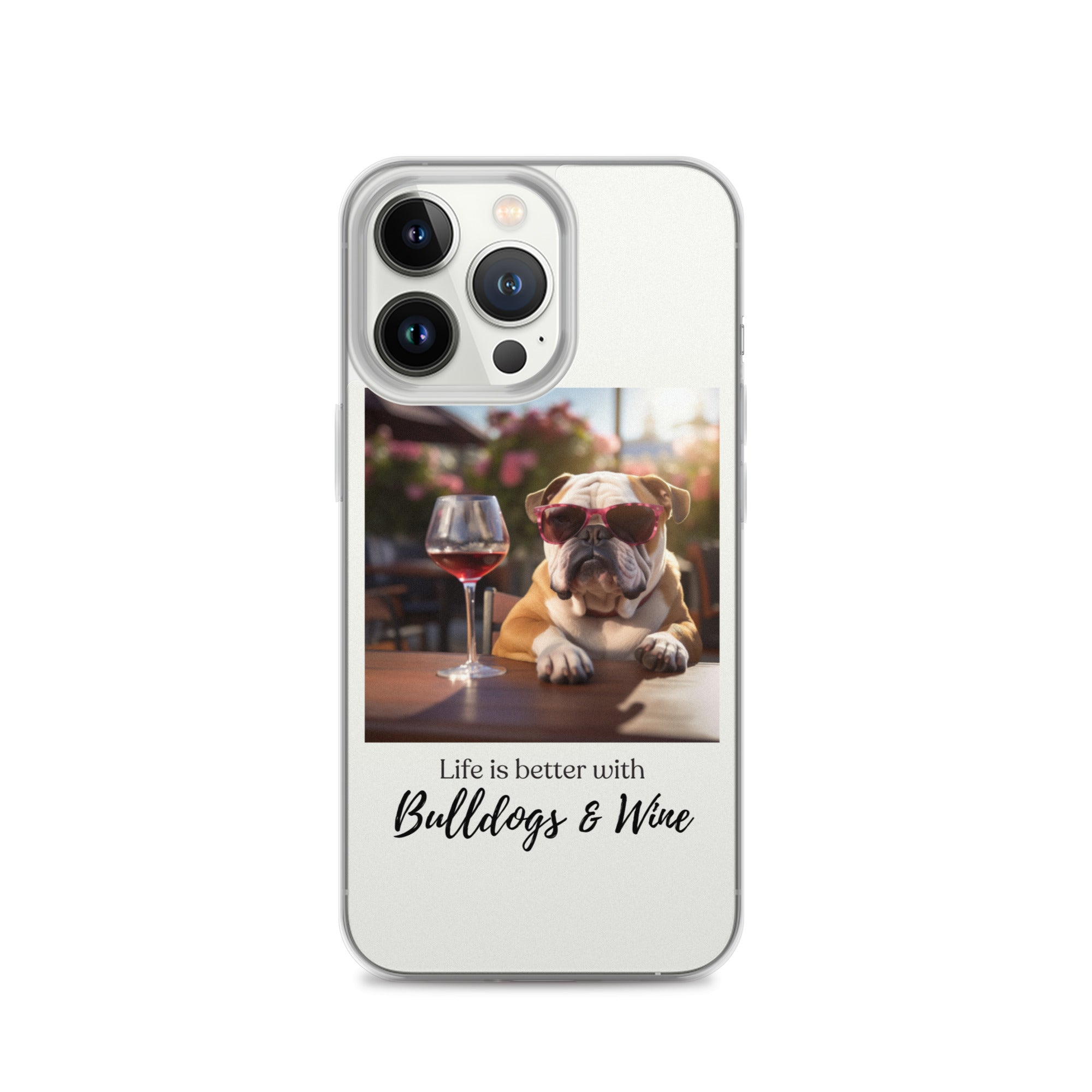 Clear Case for iPhone® - Life is Better - English Bulldog - Brown