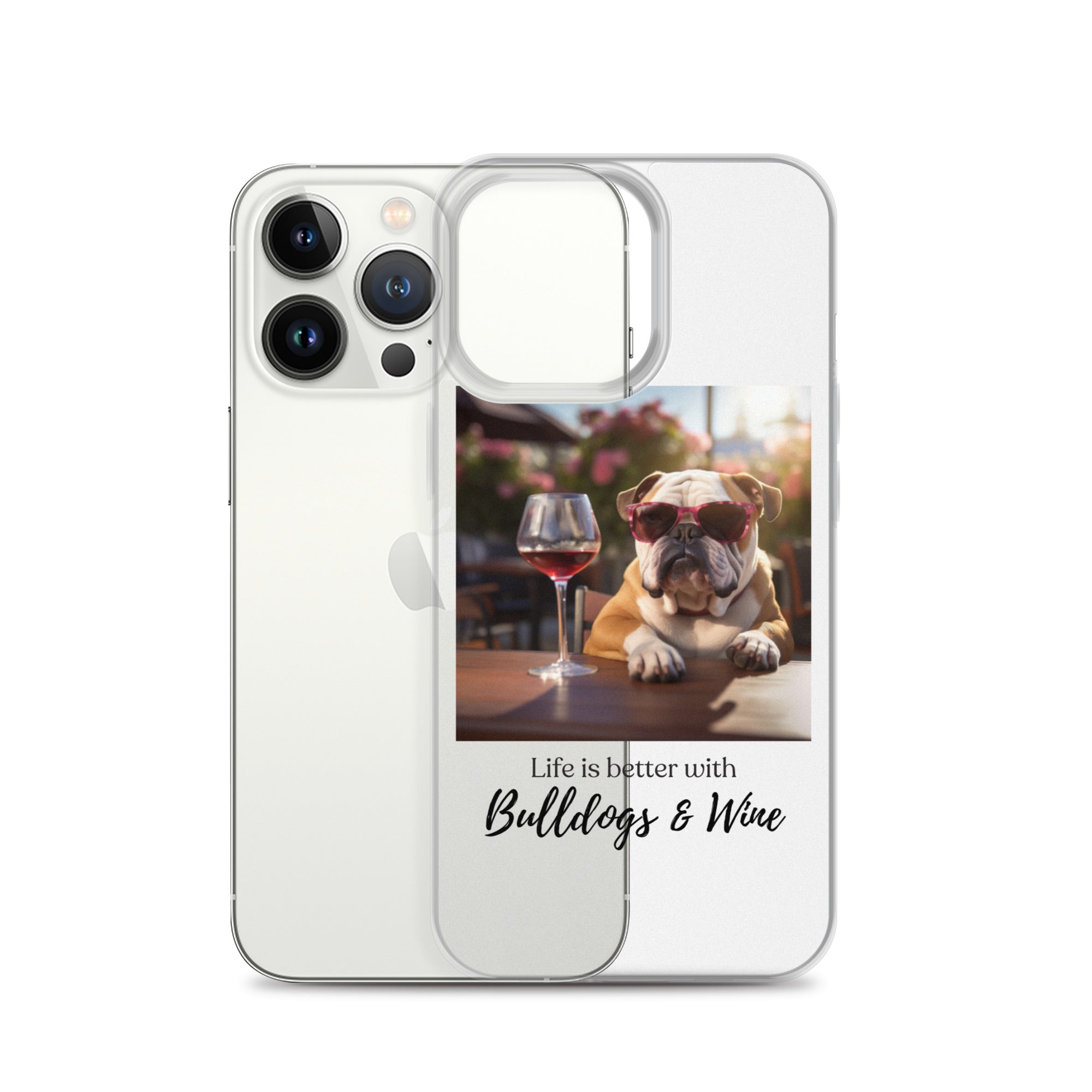 Clear Case for iPhone® - Life is Better - English Bulldog - Brown