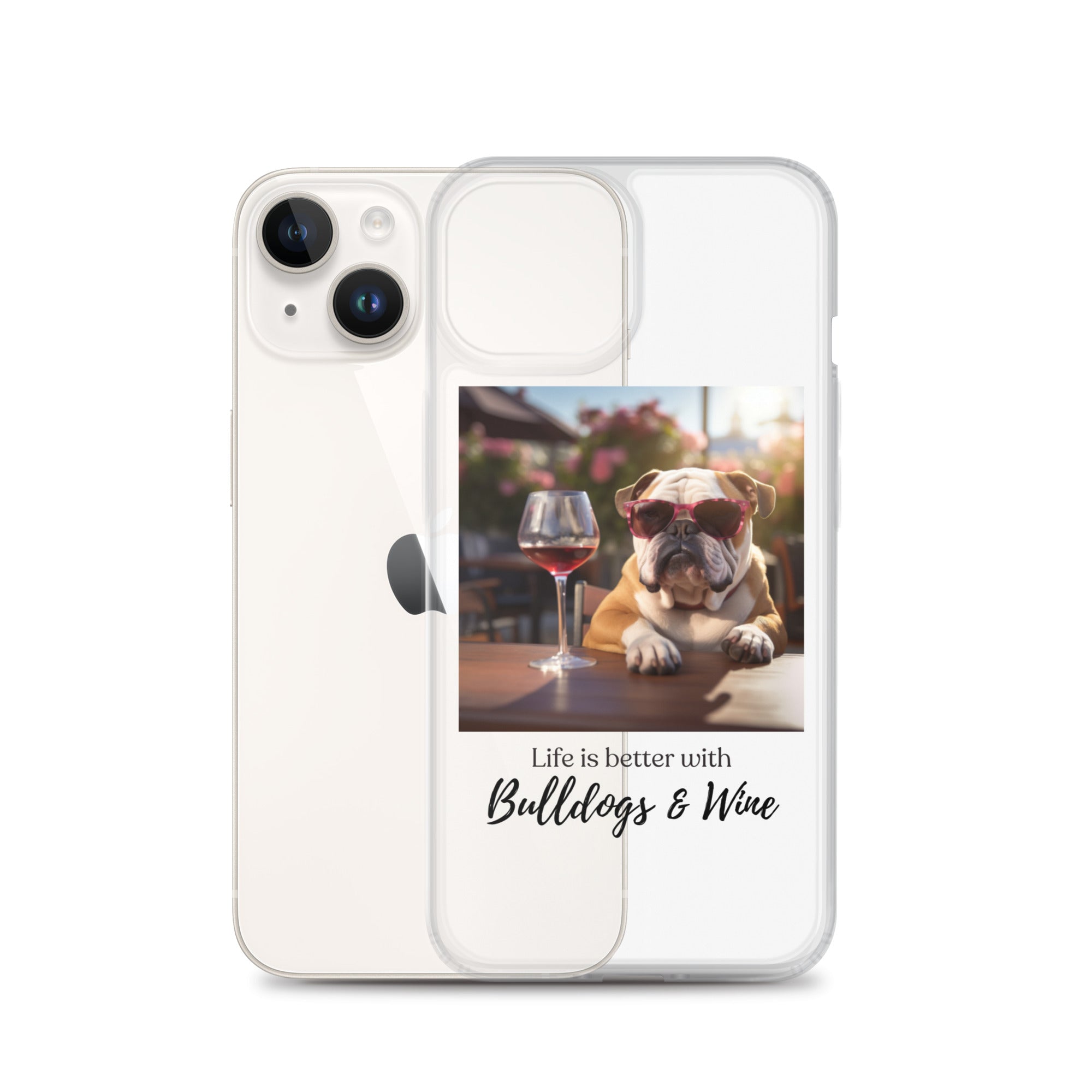 Clear Case for iPhone® - Life is Better - English Bulldog - Brown