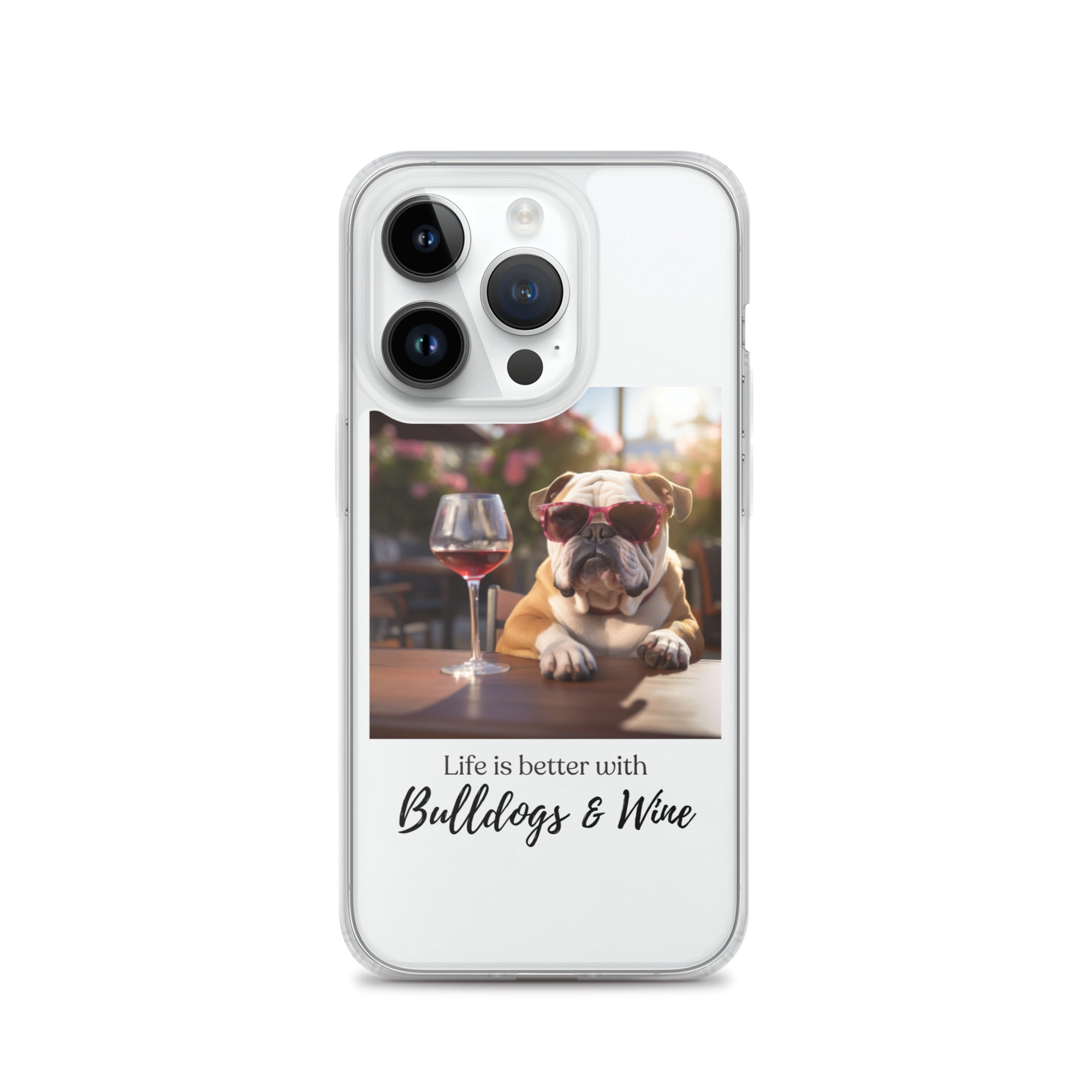 Clear Case for iPhone® - Life is Better - English Bulldog - Brown