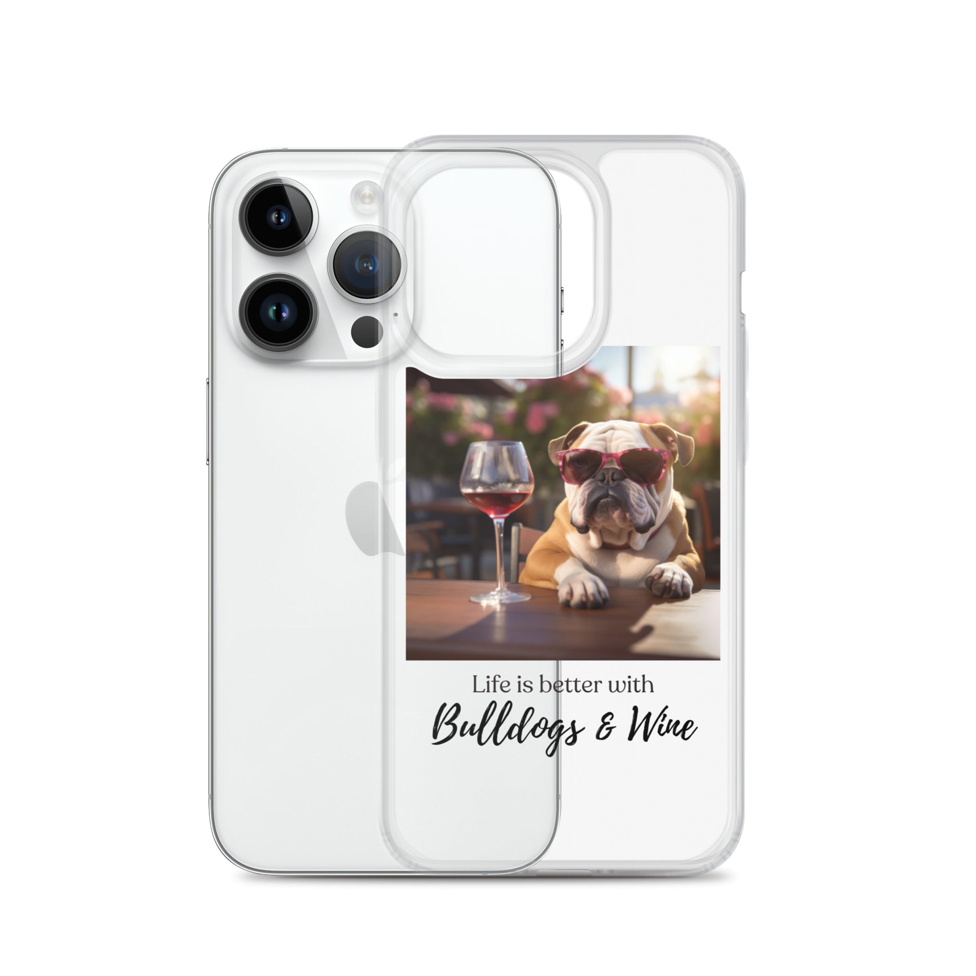 Clear Case for iPhone® - Life is Better - English Bulldog - Brown