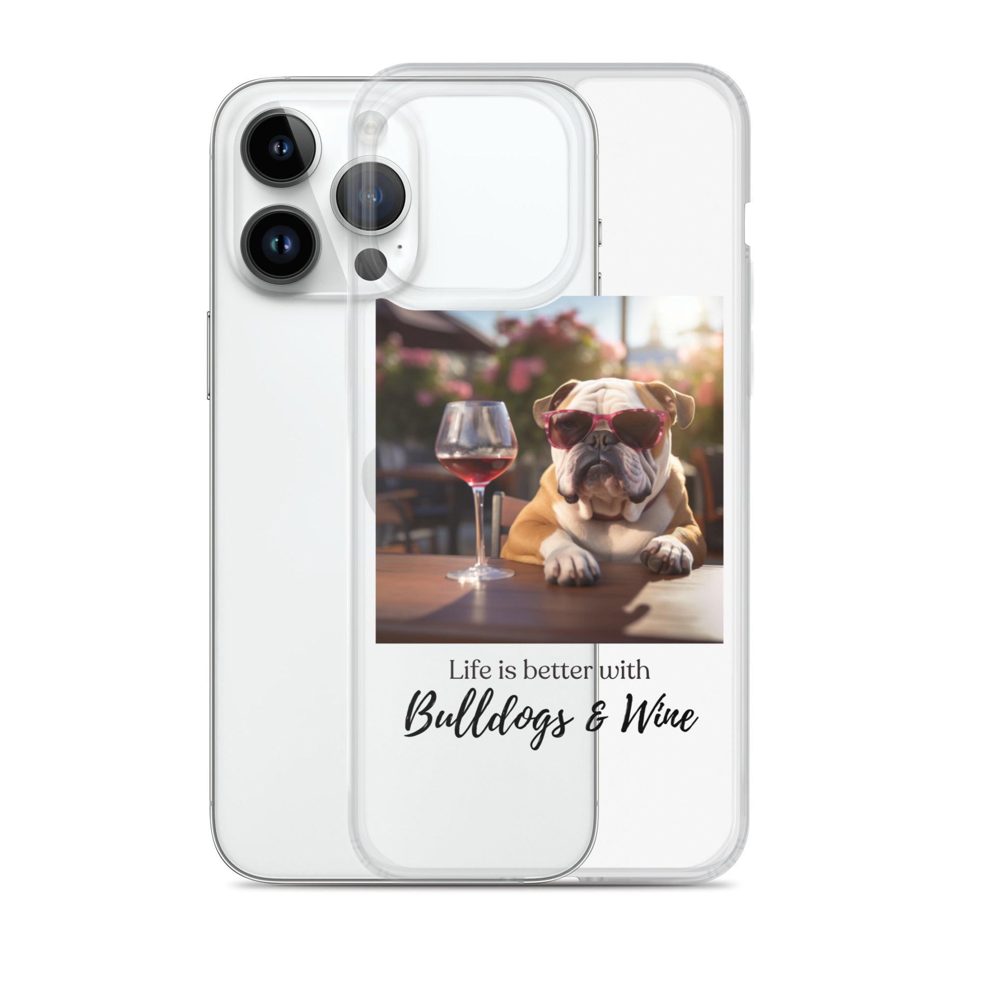 Clear Case for iPhone® - Life is Better - English Bulldog - Brown