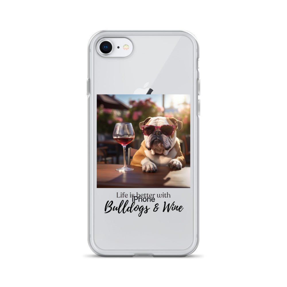 Clear Case for iPhone® - Life is Better - English Bulldog - Brown