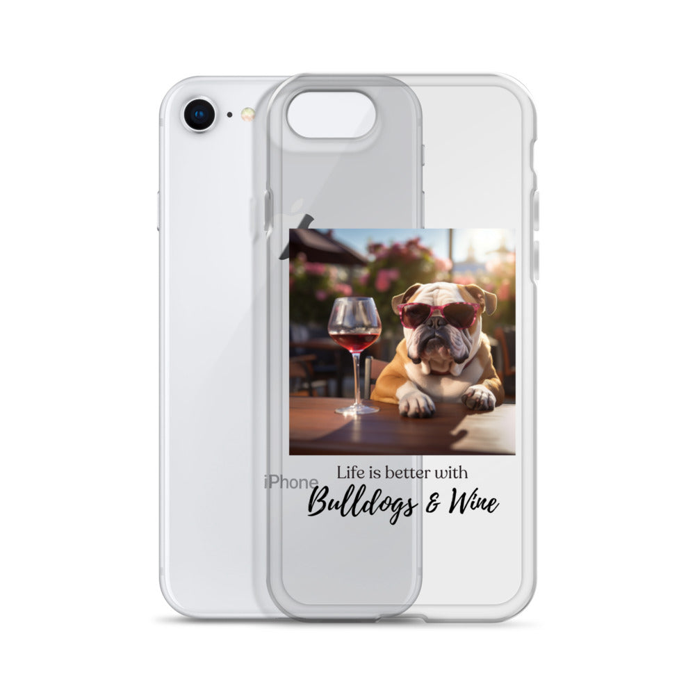 Clear Case for iPhone - Life is Better - English Bulldog - Brown back view - English Bulldog mom phone case | Tipsy Bully