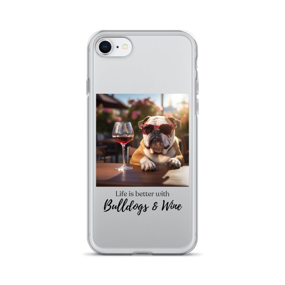 Clear Case for iPhone® - Life is Better - English Bulldog - Brown