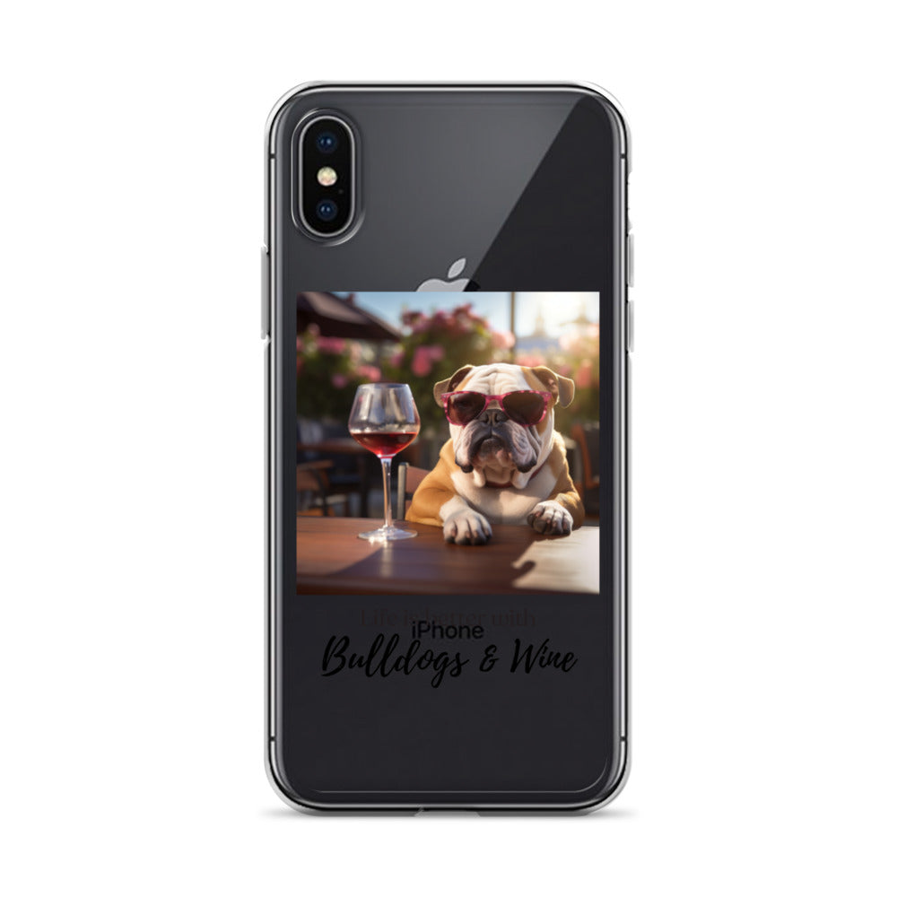 Clear Case for iPhone® - Life is Better - English Bulldog - Brown