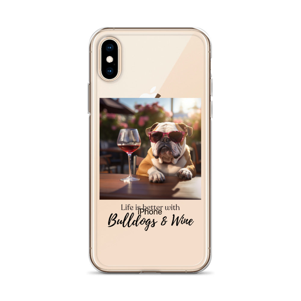 Clear Case for iPhone® - Life is Better - English Bulldog - Brown