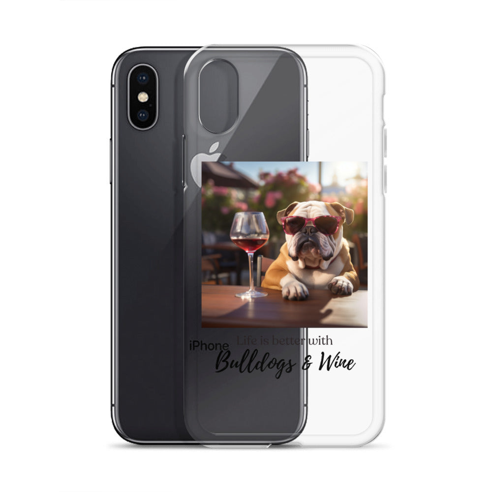 Clear Case for iPhone® - Life is Better - English Bulldog - Brown